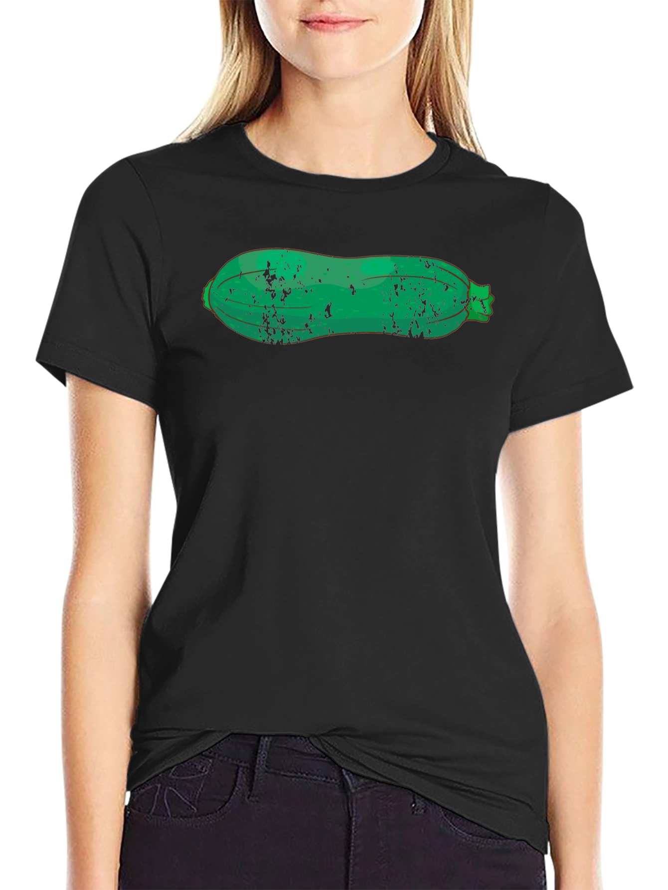 Black Zucchini Graphic Tee - Black Cotton T-Shirt view 2