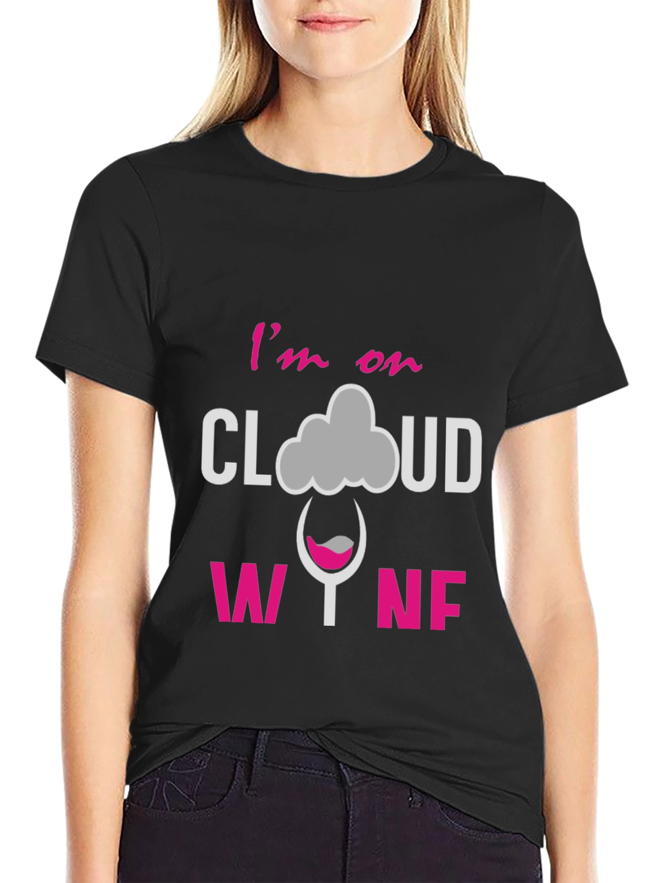 Black I'm on Cloud Wine Graphic T-Shirt view 2