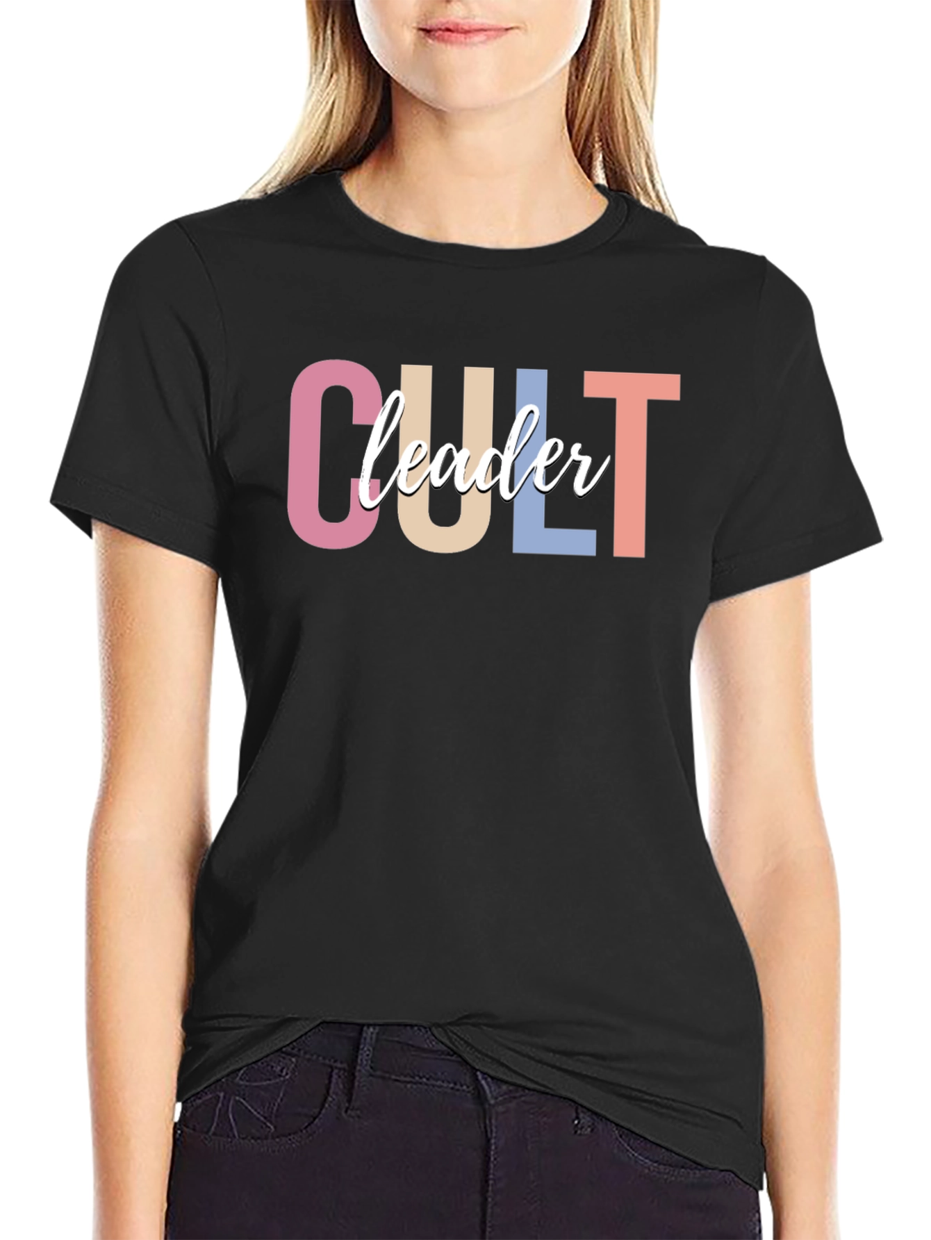 Black Cult Leader Graphic T-Shirt - Novelty Tee view 2