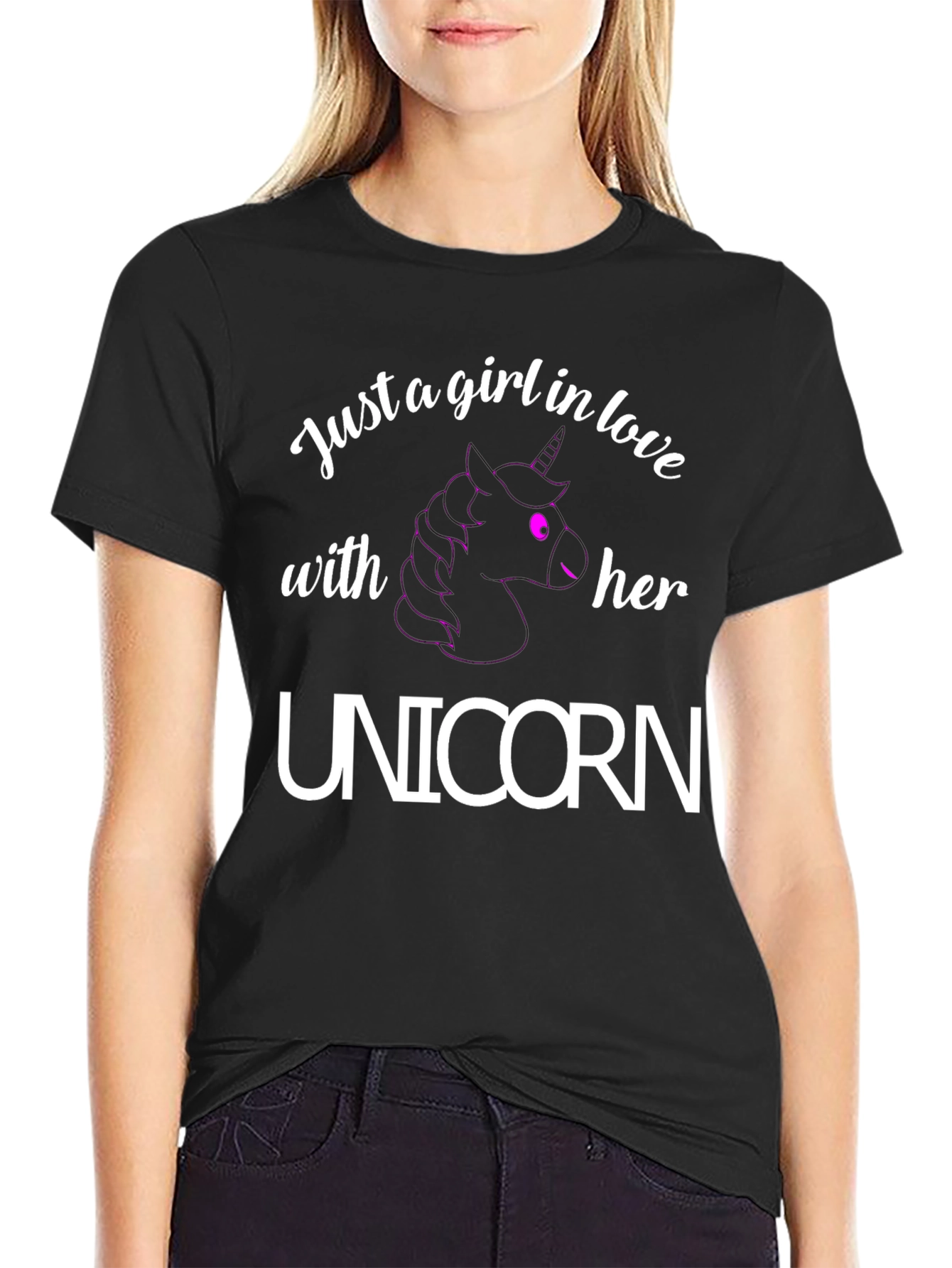 Black Unicorn Lover Tee - Just A Girl In Love view 2