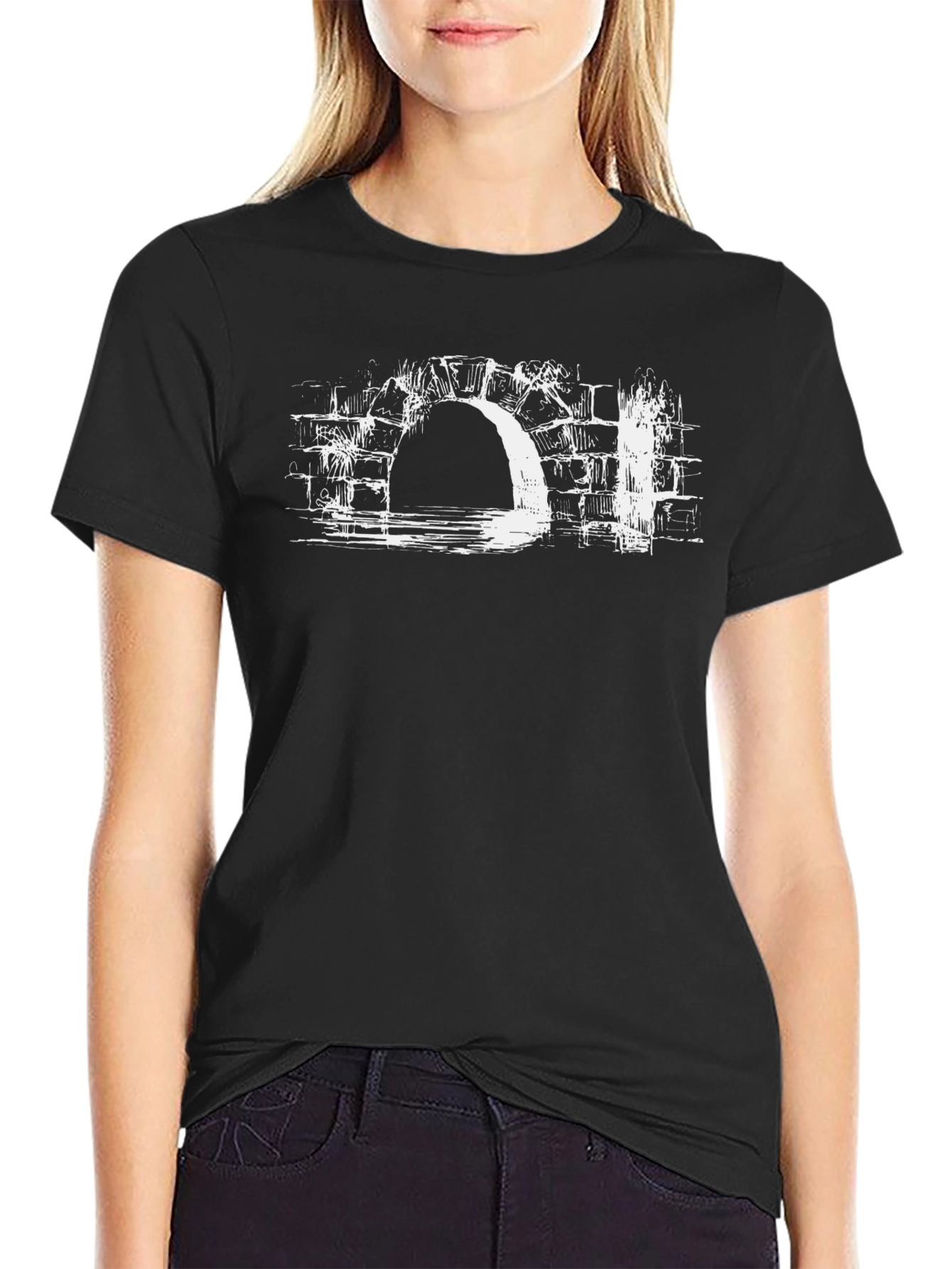 Black Stone Archway Graphic Tee - Black Cotton Comfort view 2