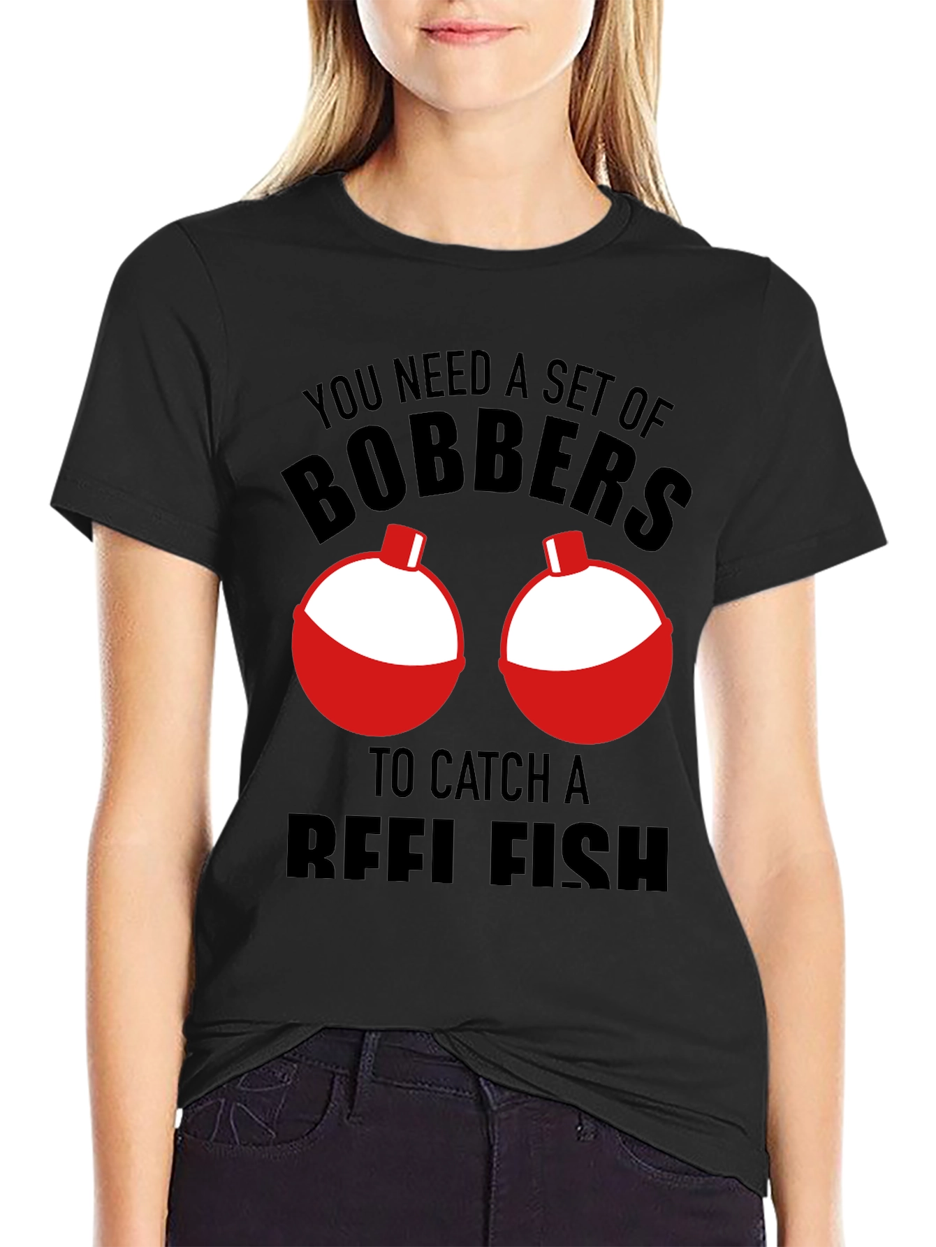 Black Funny Fishing Bobbers T-Shirt - Catch Reelfish view 2
