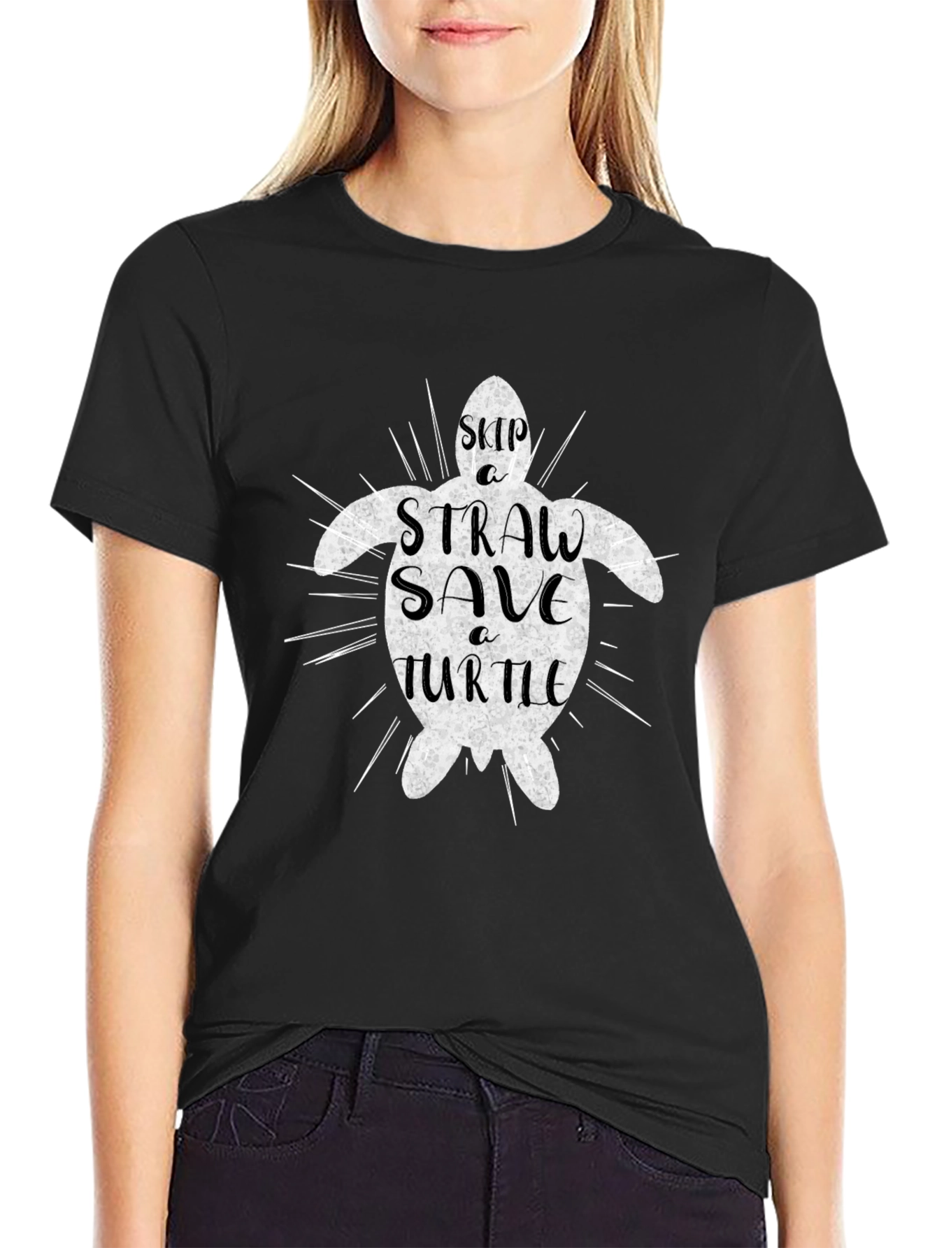 Black Save a Turtle Graphic T-Shirt view 2
