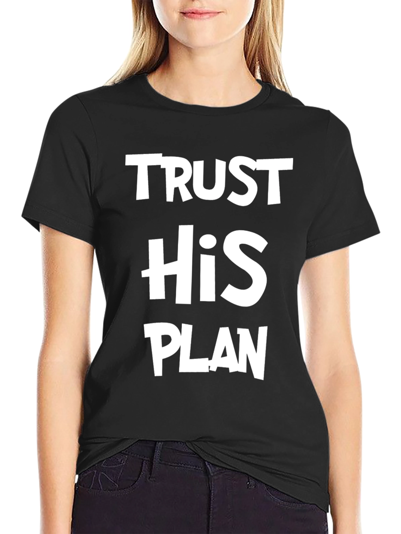 Black Trust His Plan T-Shirt - Faith Based Apparel view 2