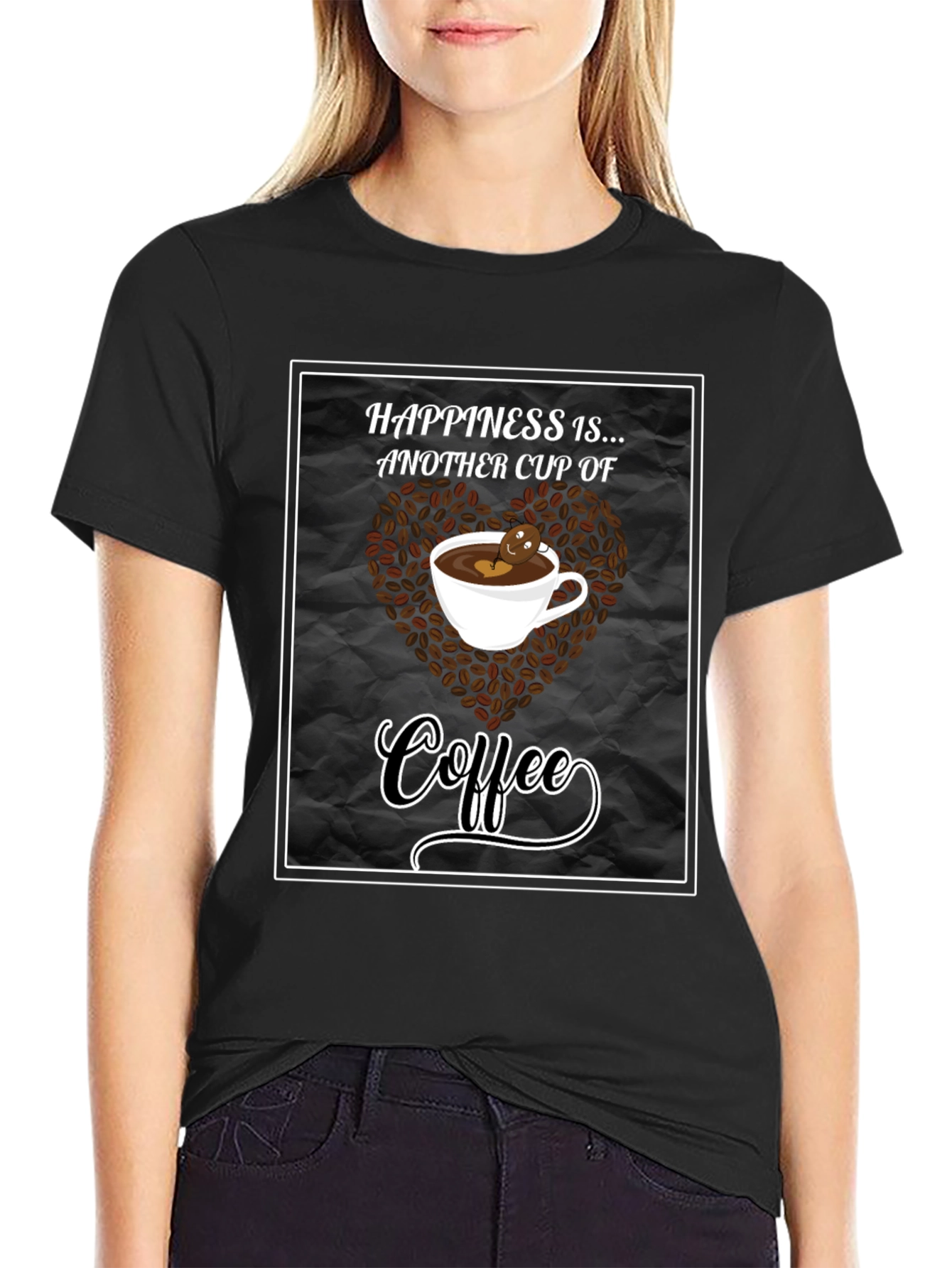 Black Happiness is Coffee Black T-Shirt view 2