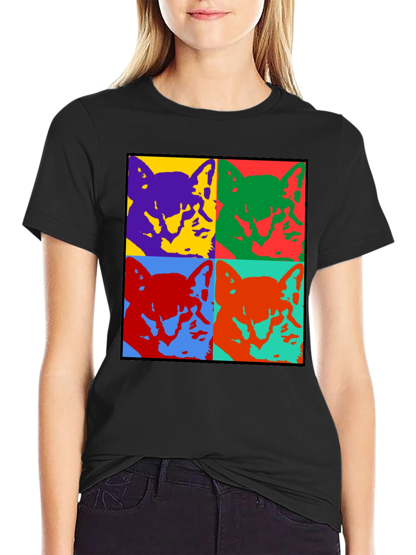 Pop Art Dog Graphic Print Tee - Stylish Canine Art Shirt - 2