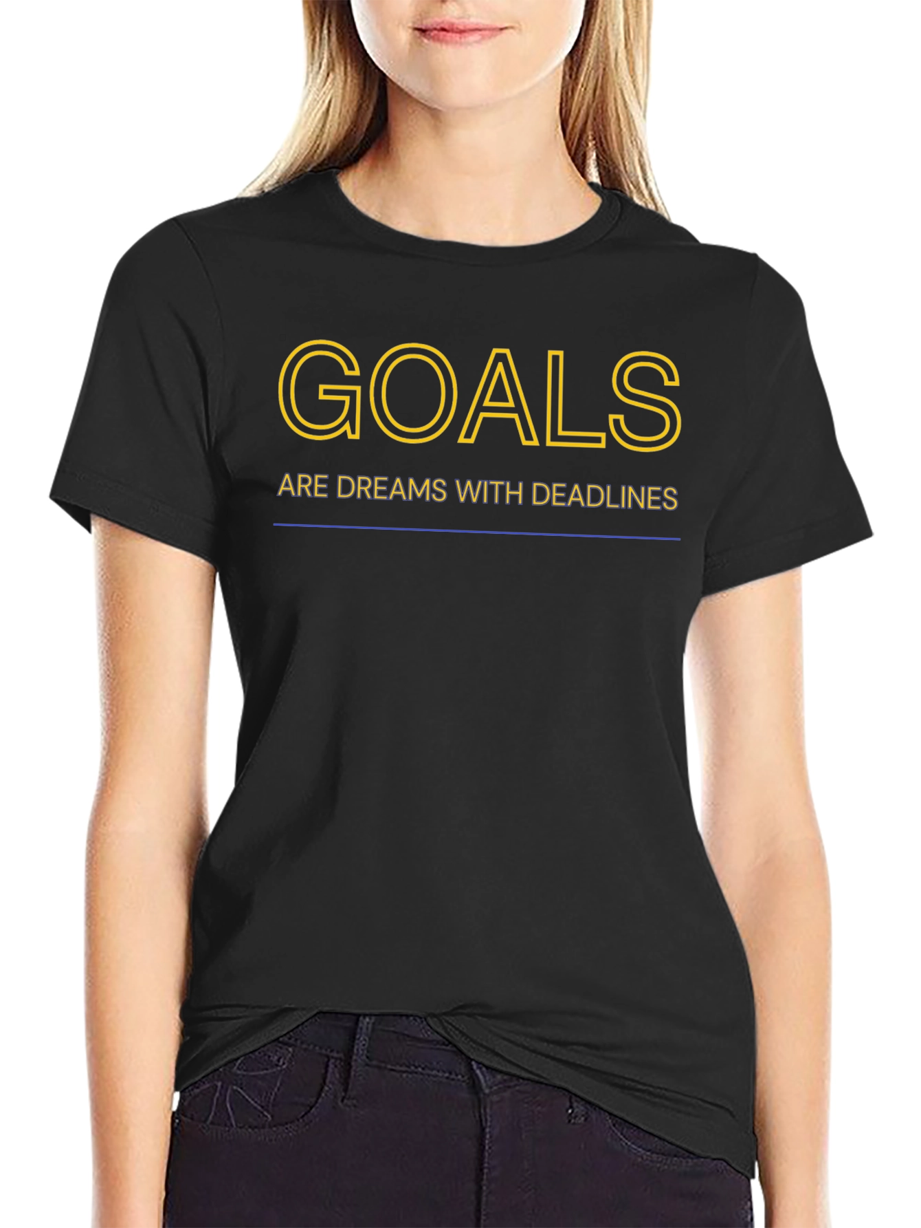 Black Goals Dreams with Deadlines Black T-Shirt view 2