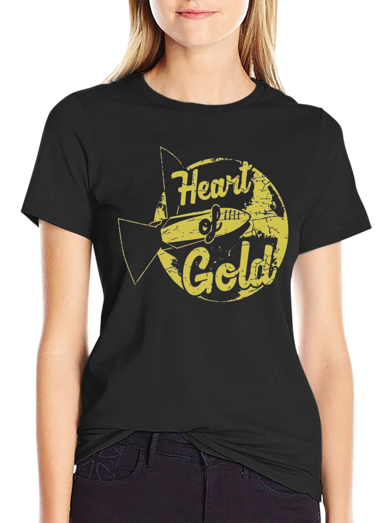Black Heart of Gold Graphic Tee - Retro Sci-Fi Style view 2