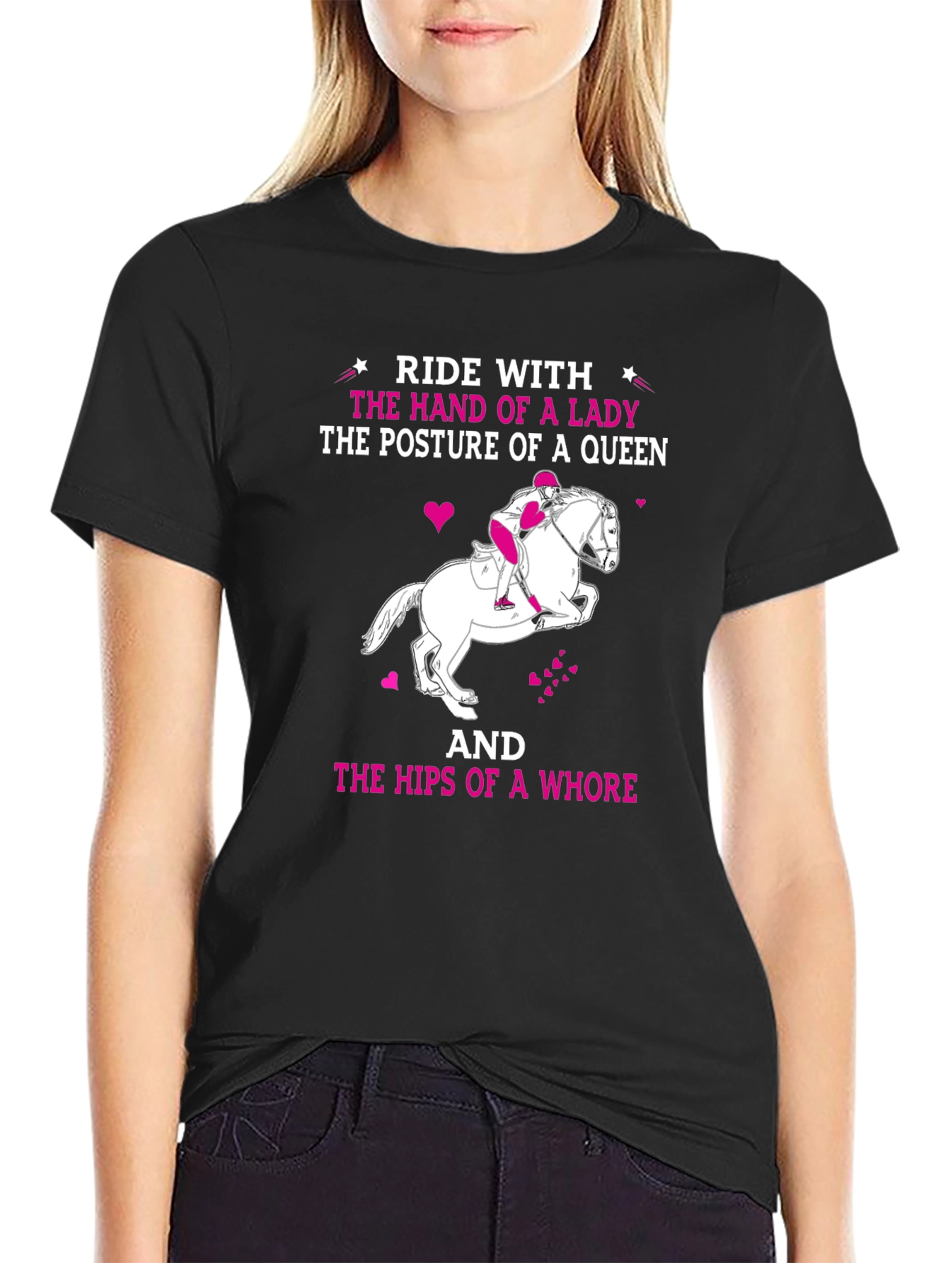 Black Ride With Lady Humor T-Shirt view 2