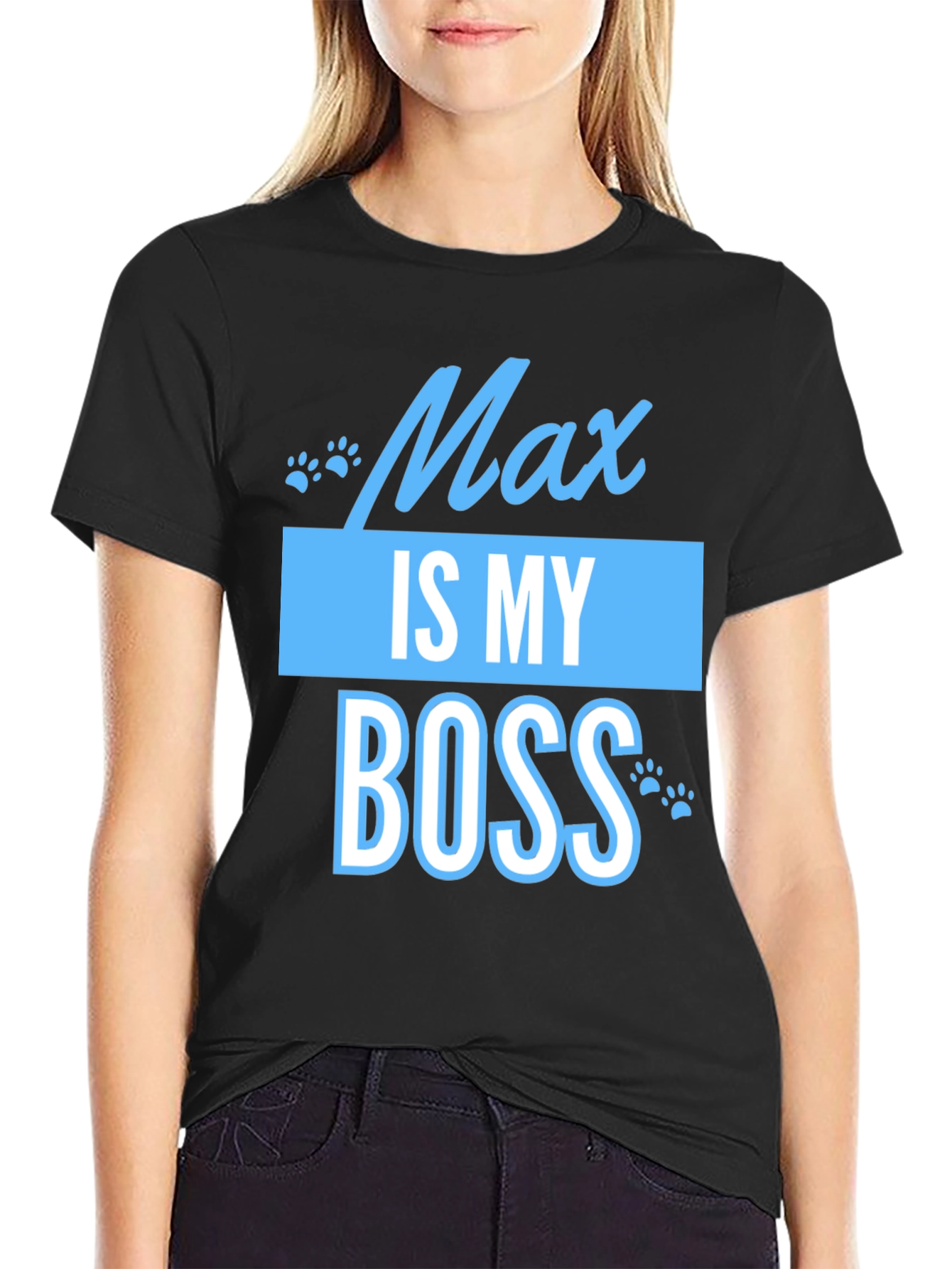 Black Max Is My Boss Funny Pet T-Shirt view 2