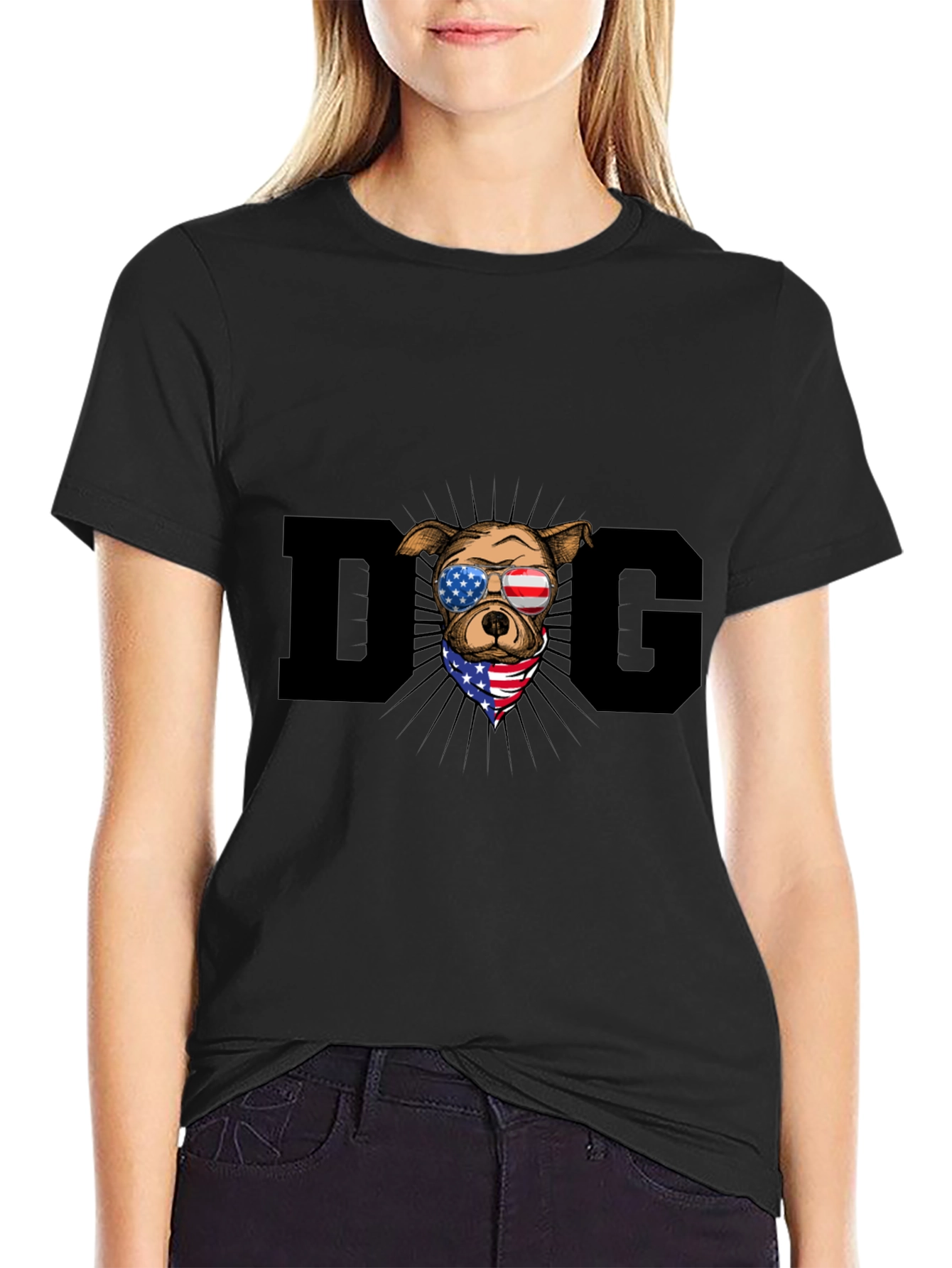 Black Patriotic Dog T-Shirt view 2