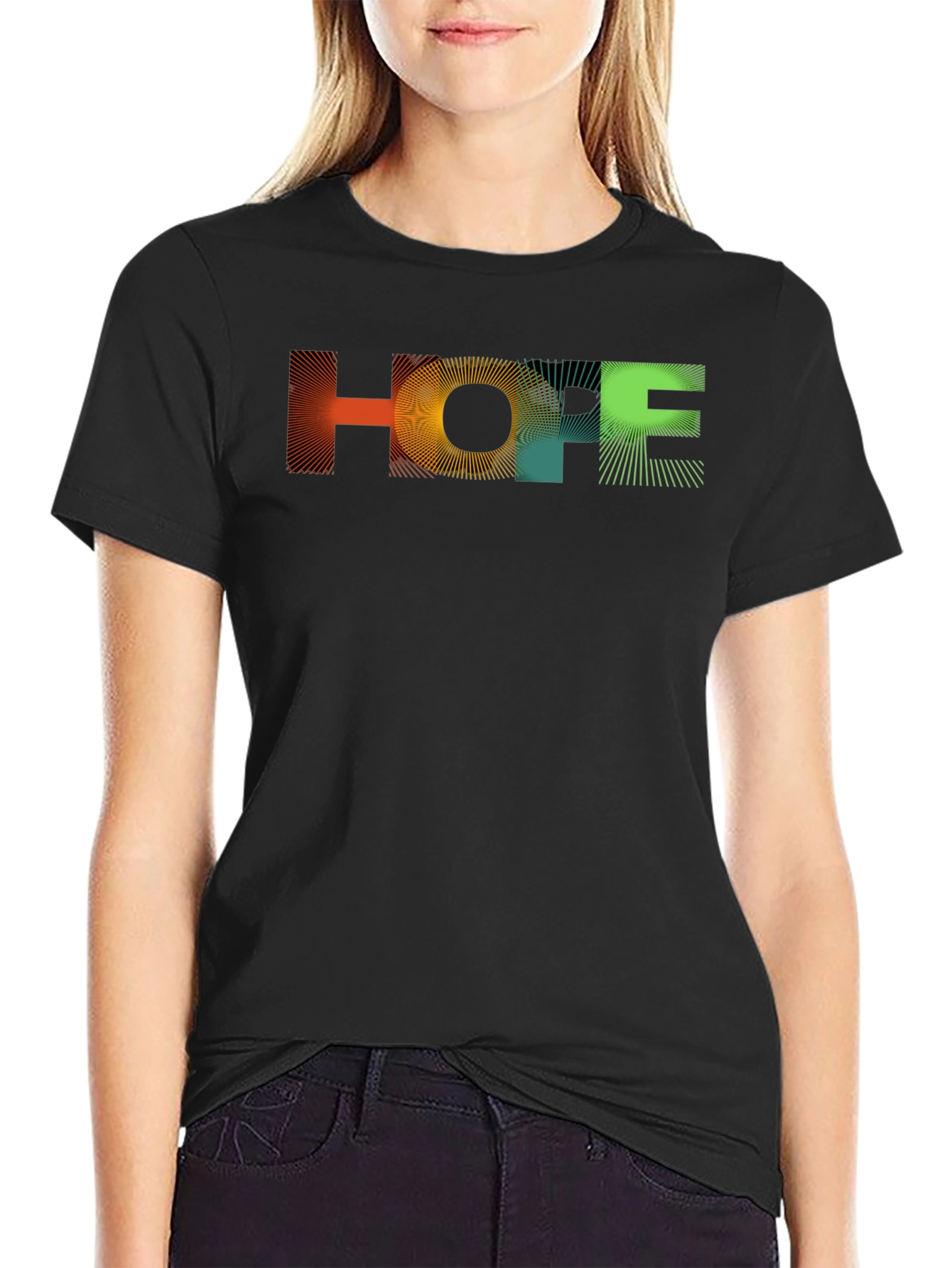 Black HOPE Graphic Print Black T-Shirt view 2