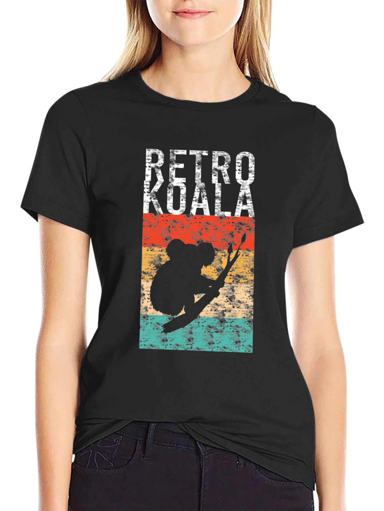 Black Retro Koala Graphic T-Shirt - Black view 2