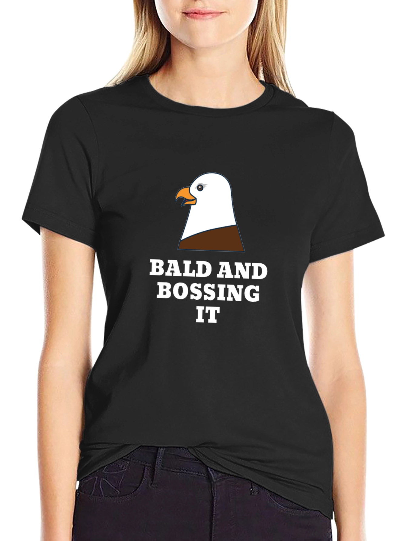 Black Bald Eagle Boss T-Shirt - Funny Graphic Tee view 2