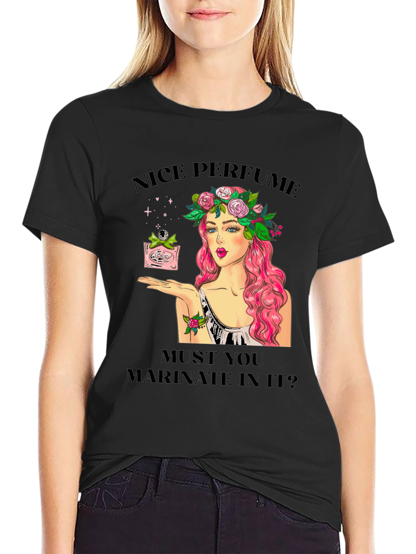 Black Nice Perfume Funny Graphic T-Shirt view 2