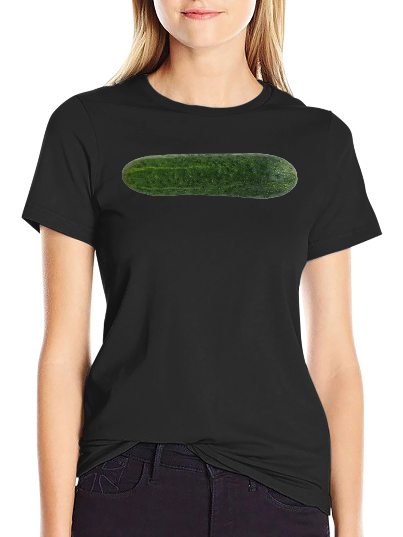 Black Funny Pickle T-Shirt - Novelty Food Tee view 2