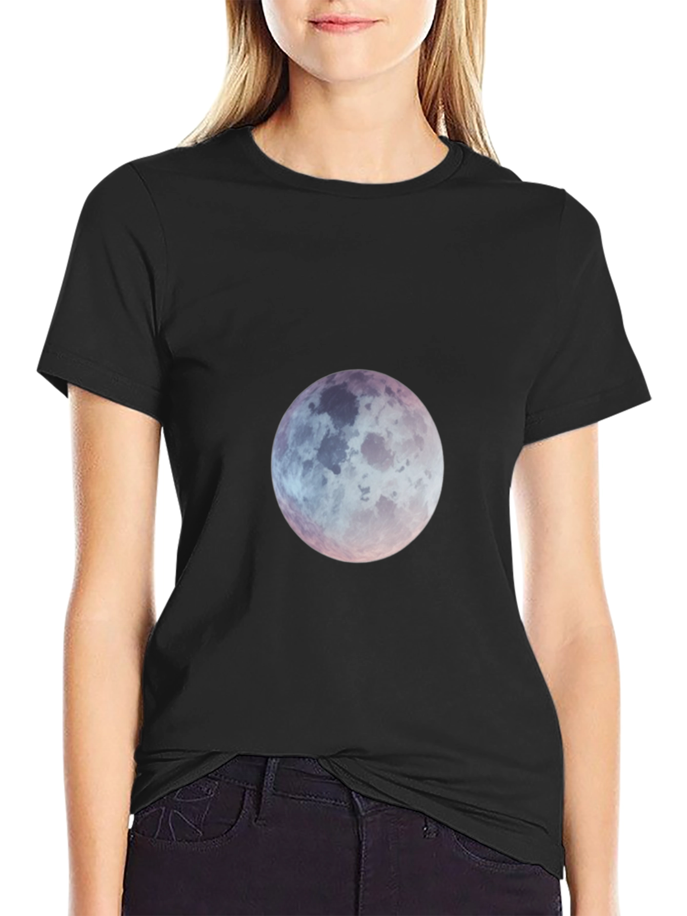 Black Lunar Graphic Tee - Black Cotton T-Shirt view 2
