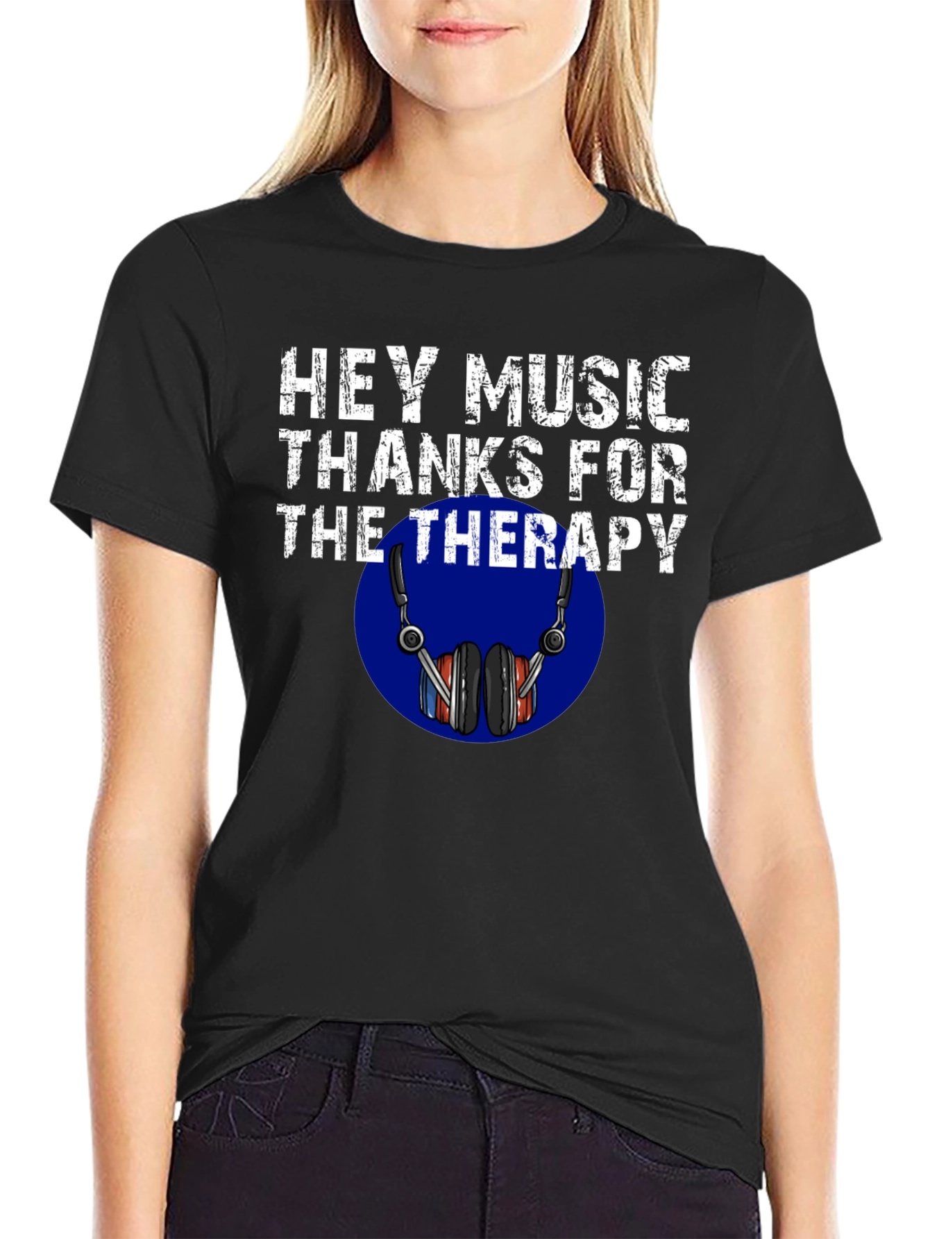 Black Music Therapy Graphic Tee - Soft Cotton Blend view 2