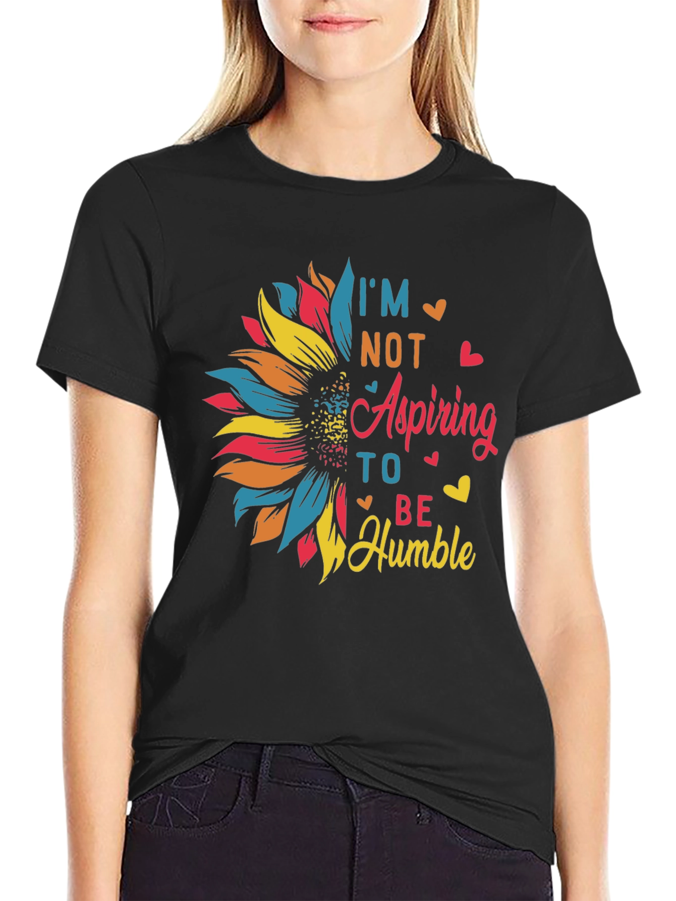 Black I'm Not Aspiring To Be Humble Sunflower Graphic Tee view 2