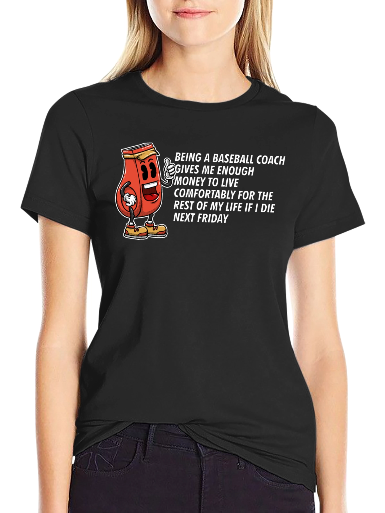 Black Baseball Coach Funny T-Shirt Die Next Friday Humor Tee view 2