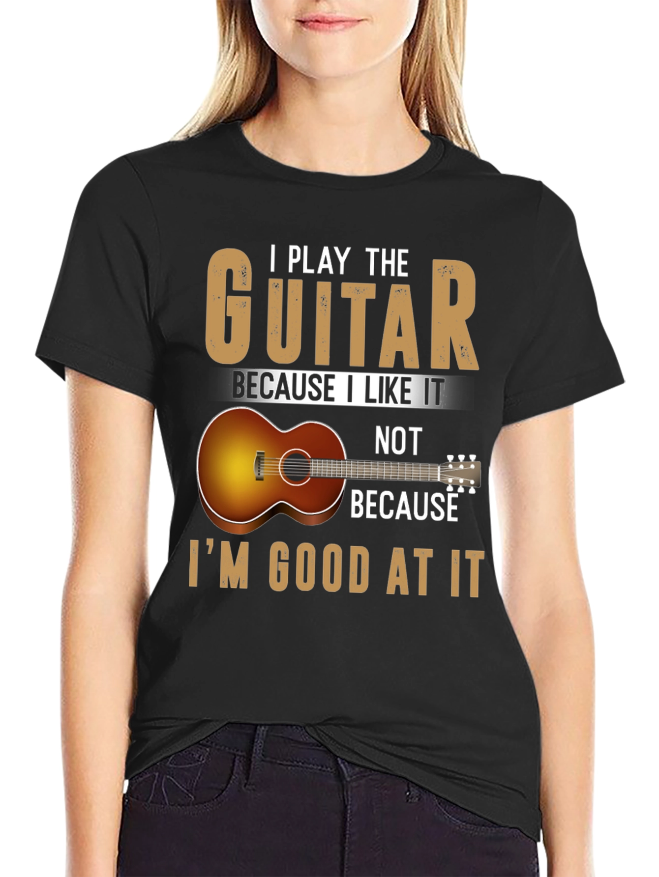 Black Guitarist Tee: I Play Because I Like It view 2