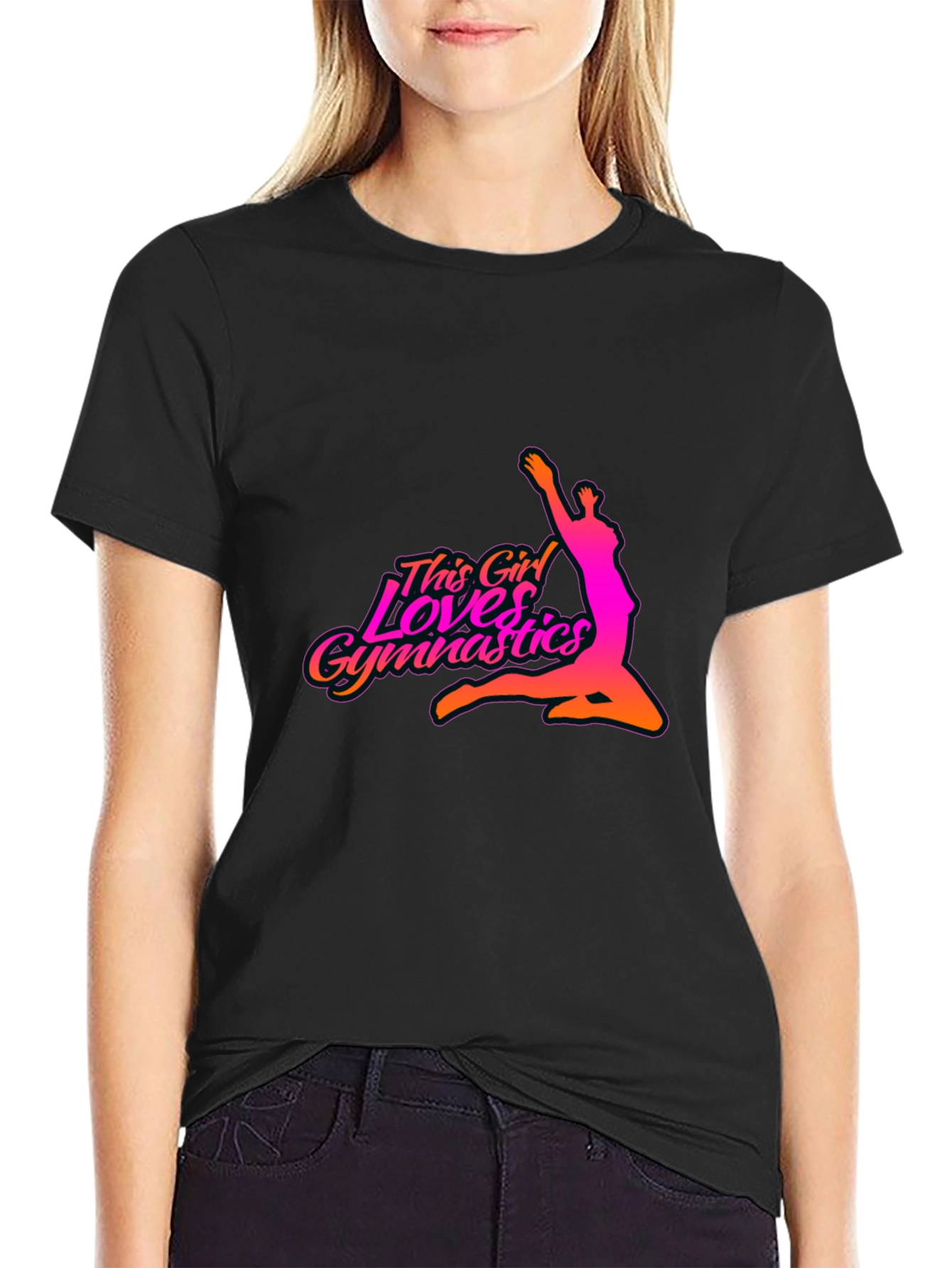 Gymnastics Girl Black T-Shirt - 2