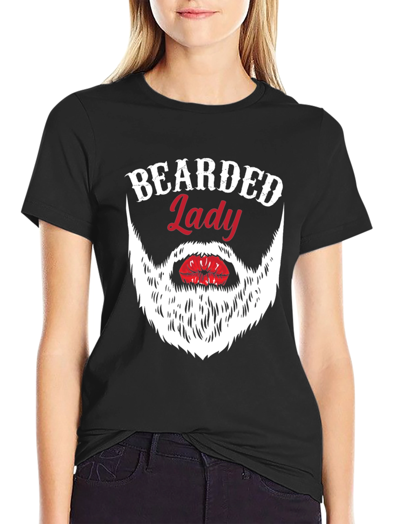 Black Bearded Lady Graphic Tee - Novelty Humor T-Shirt view 2