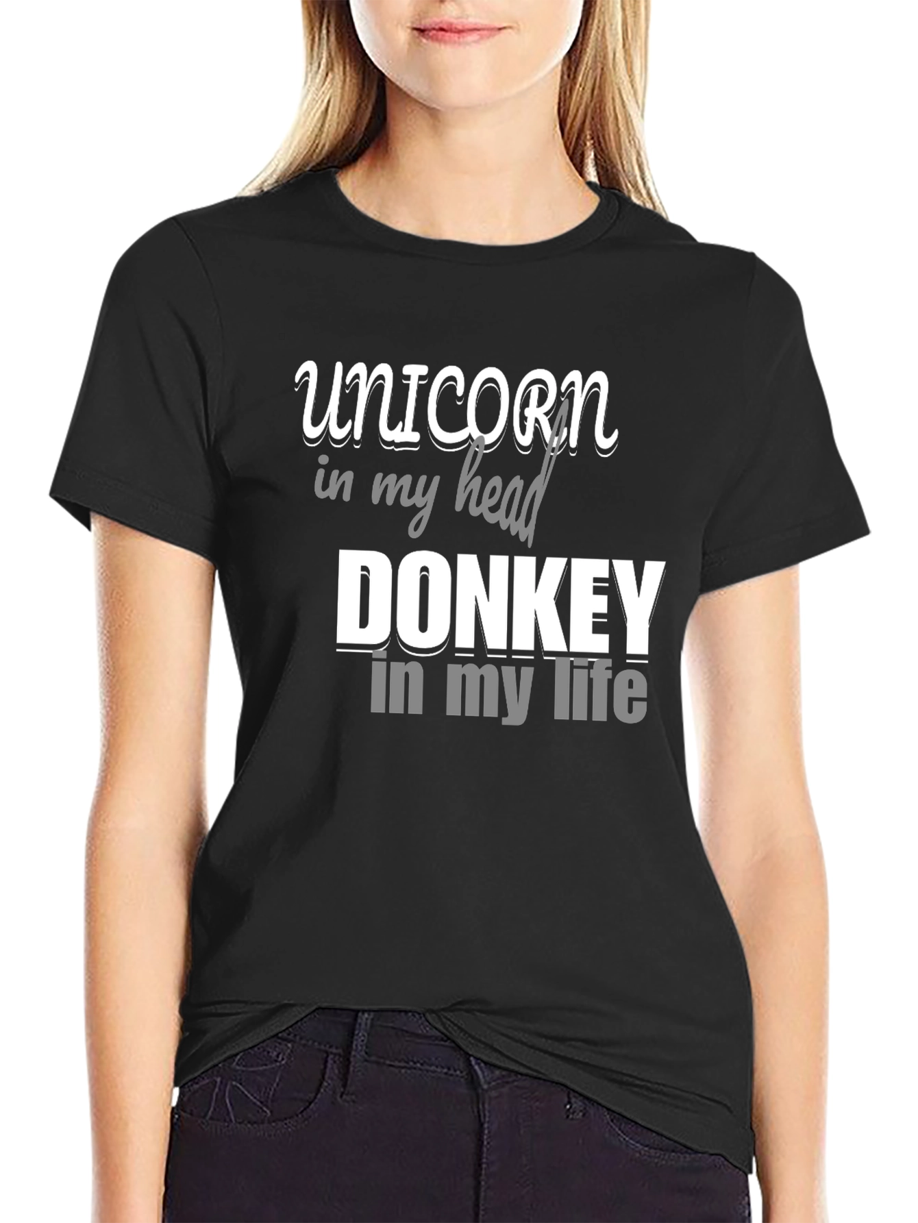 Black Unicorn Donkey T-Shirt - Funny Graphic Tee for Men view 2