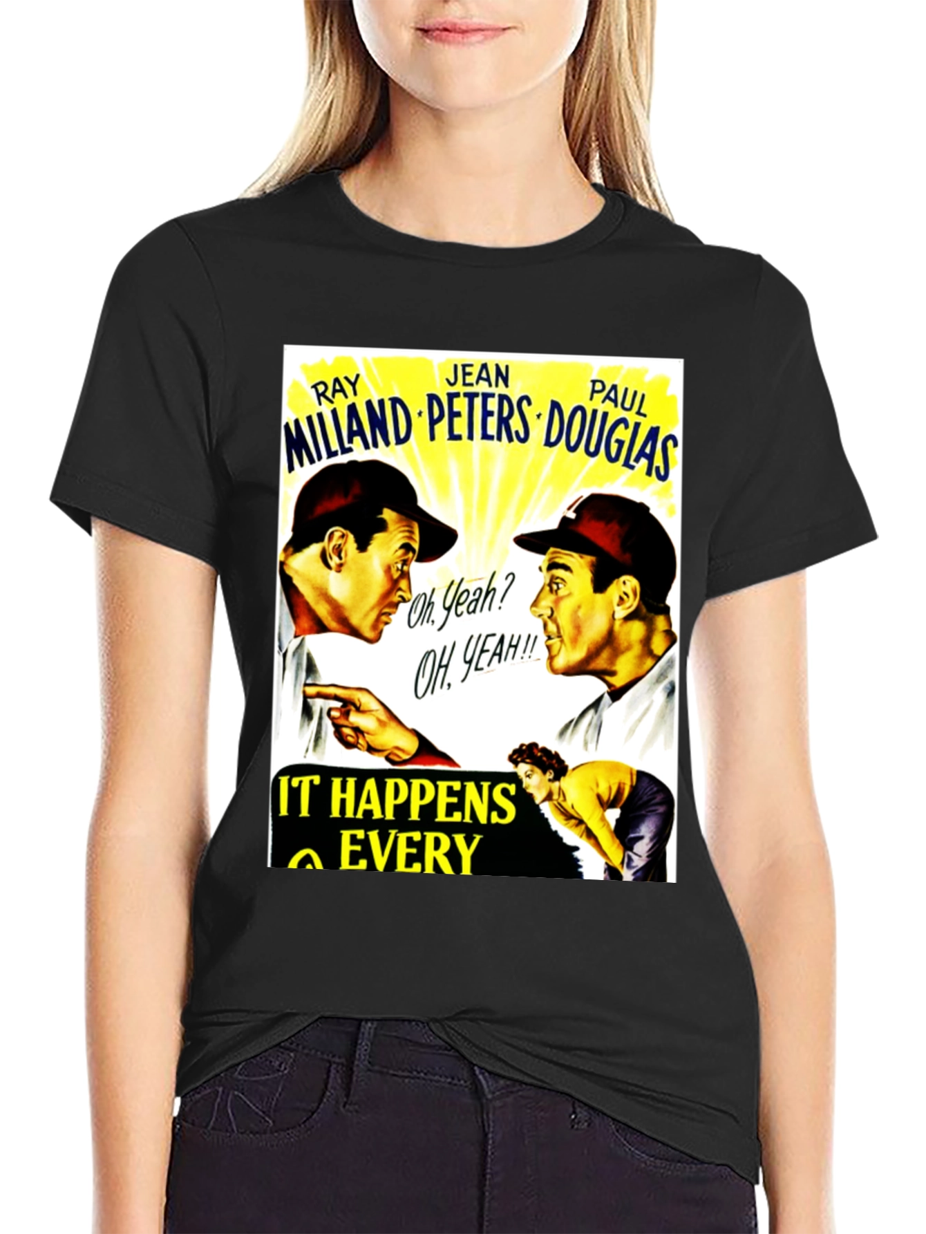 Black It Happens Every Spring Movie Poster T-Shirt view 2