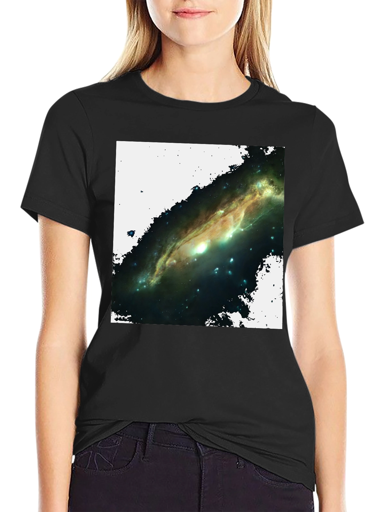 Black Galaxy Graphic T-Shirt - Black Cotton Blend view 2