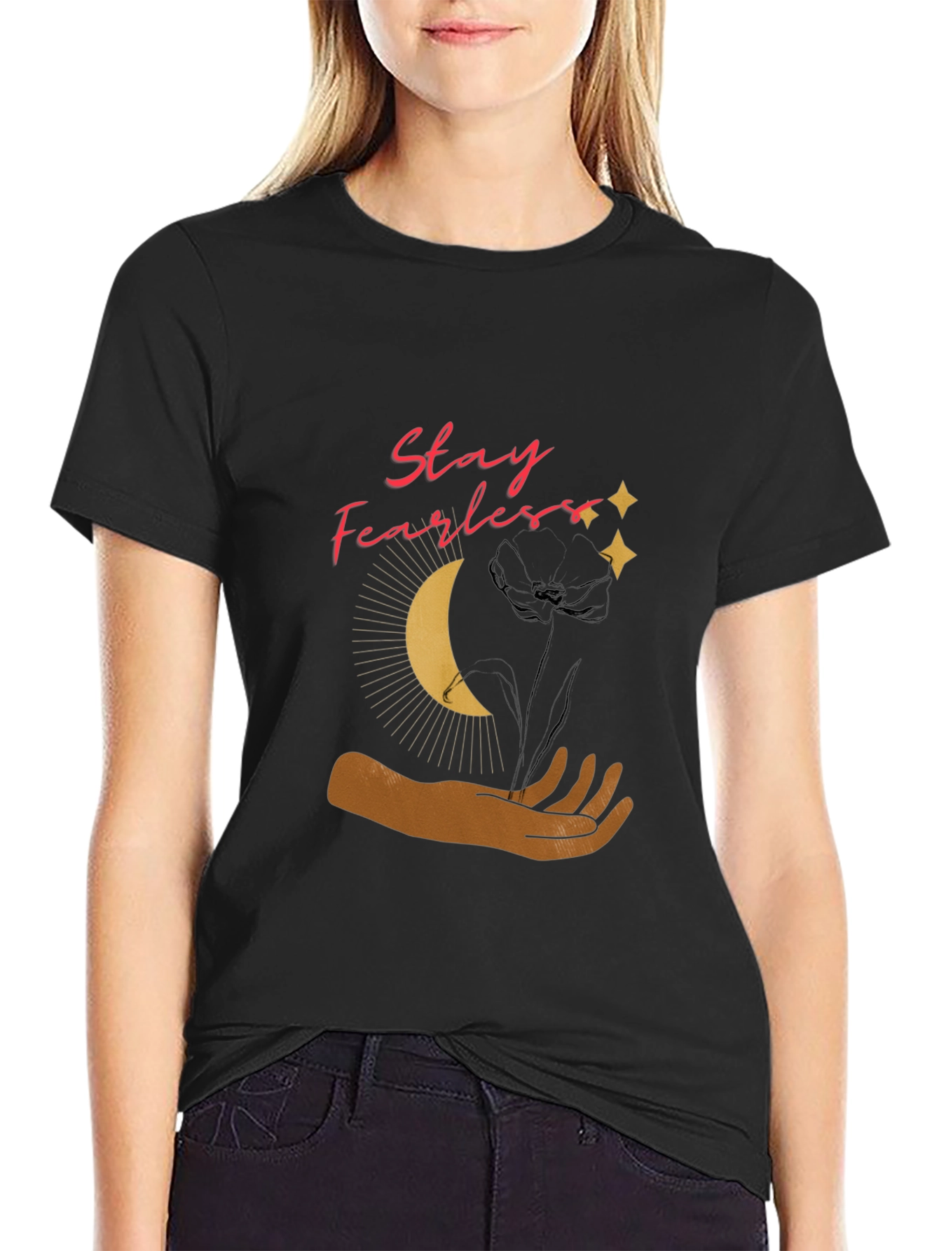 Black Stay Fearless Graphic T-Shirt view 2