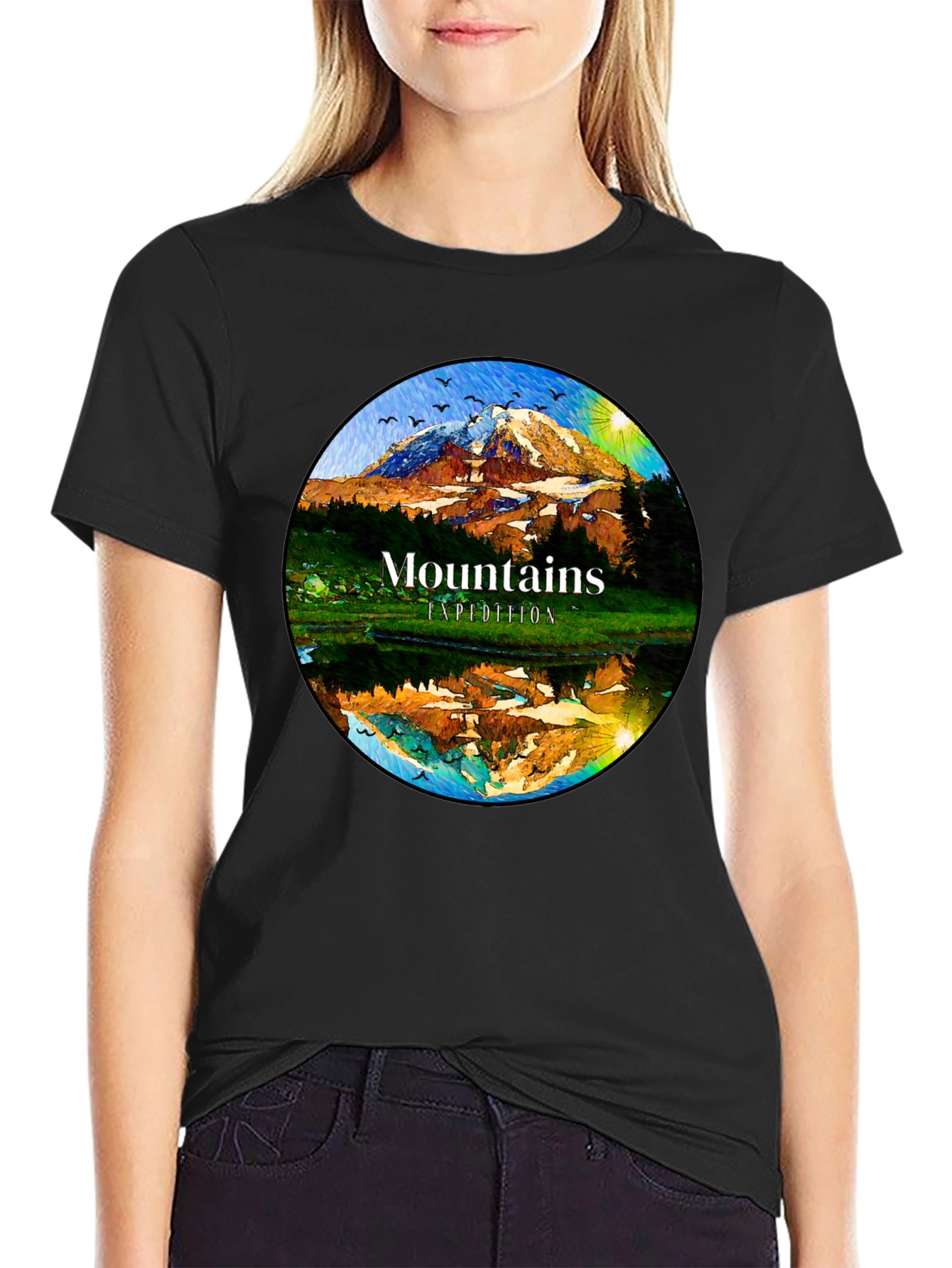 Black Mountains Expedition Graphic Tee - Black Cotton Blend view 2