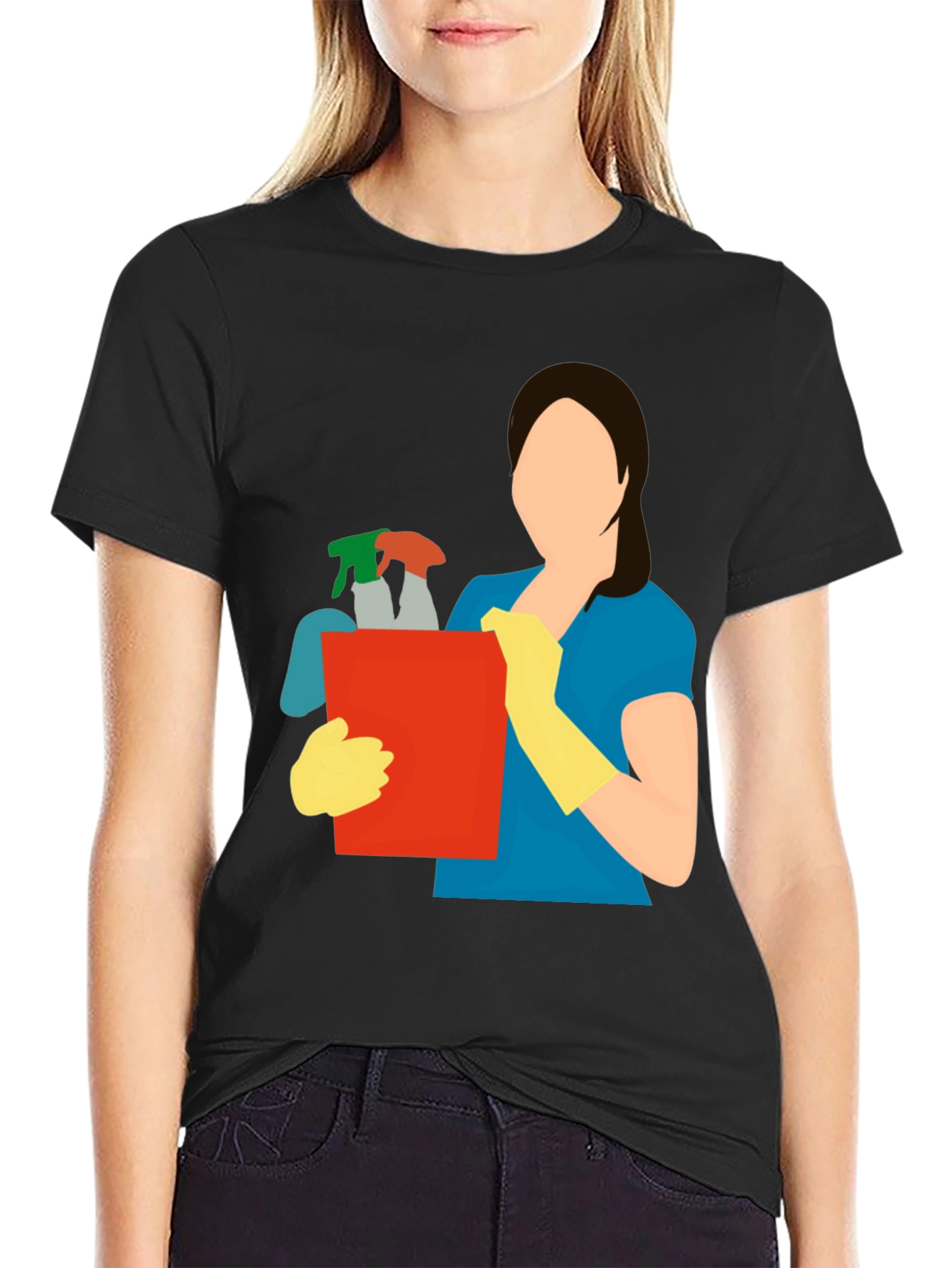 Black Cleaning Crew Graphic Tee - Black Cotton Blend view 2