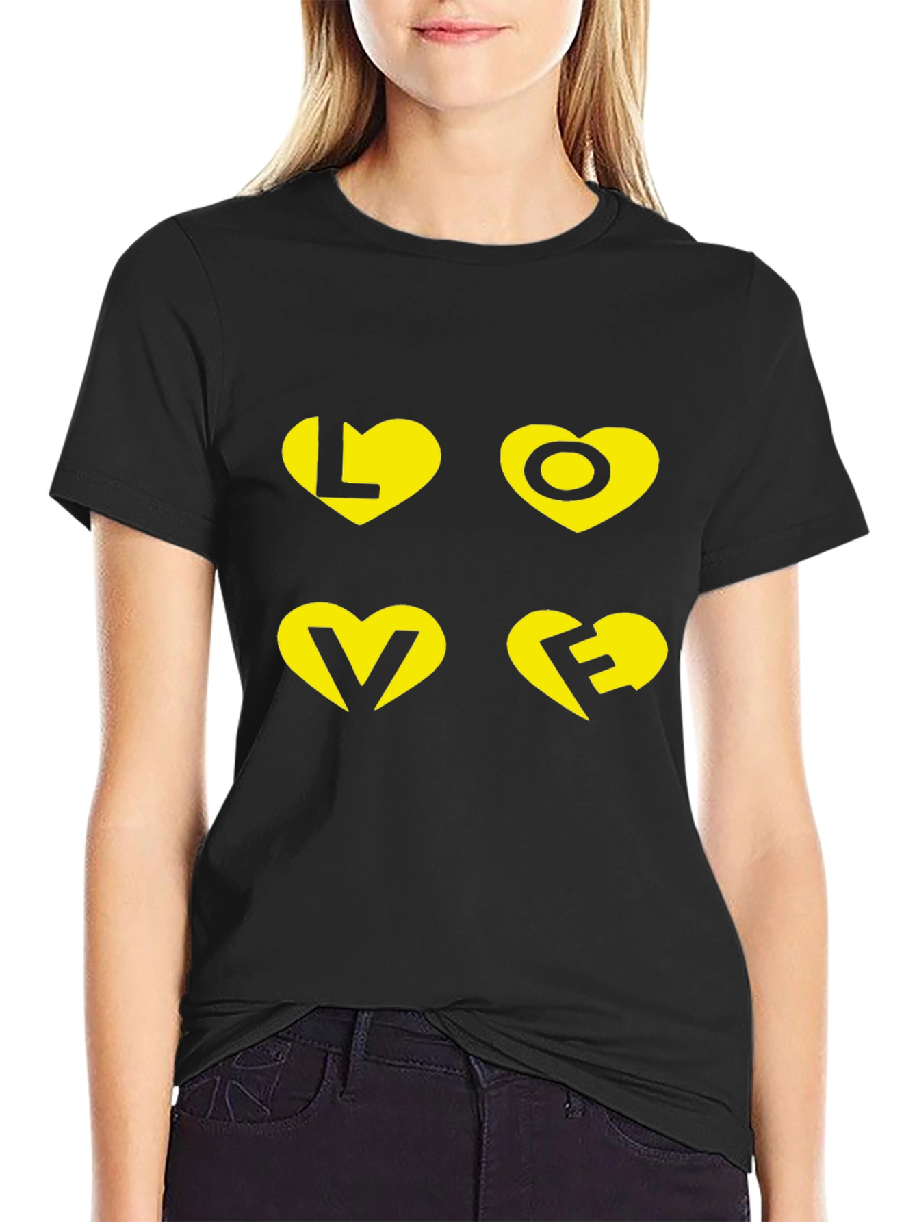 Black LOVE Graphic Print Black T-Shirt view 2