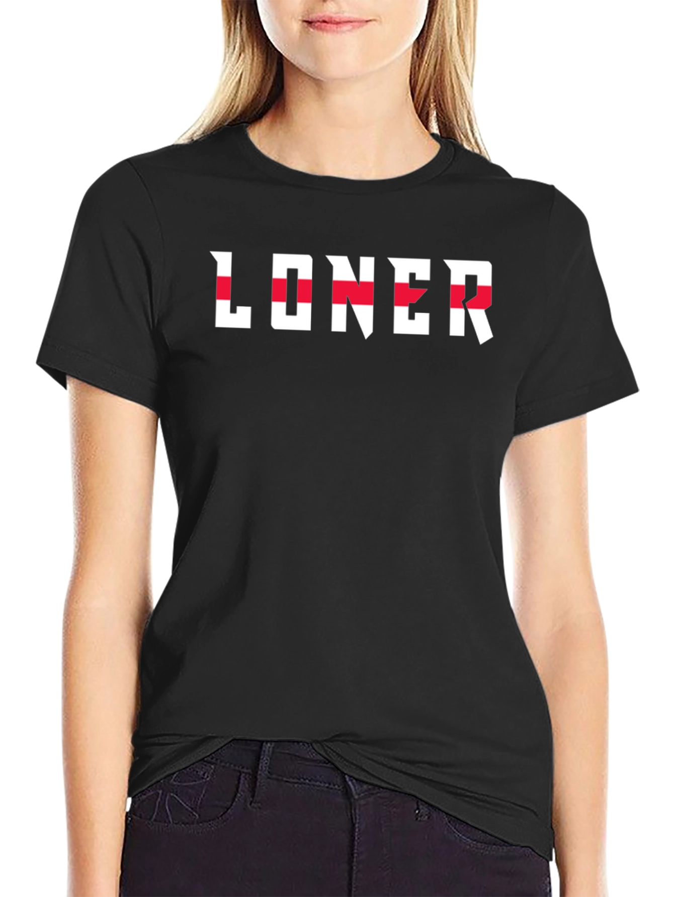 Black Loner Graphic Print T-Shirt - Casual Streetwear Tee view 2