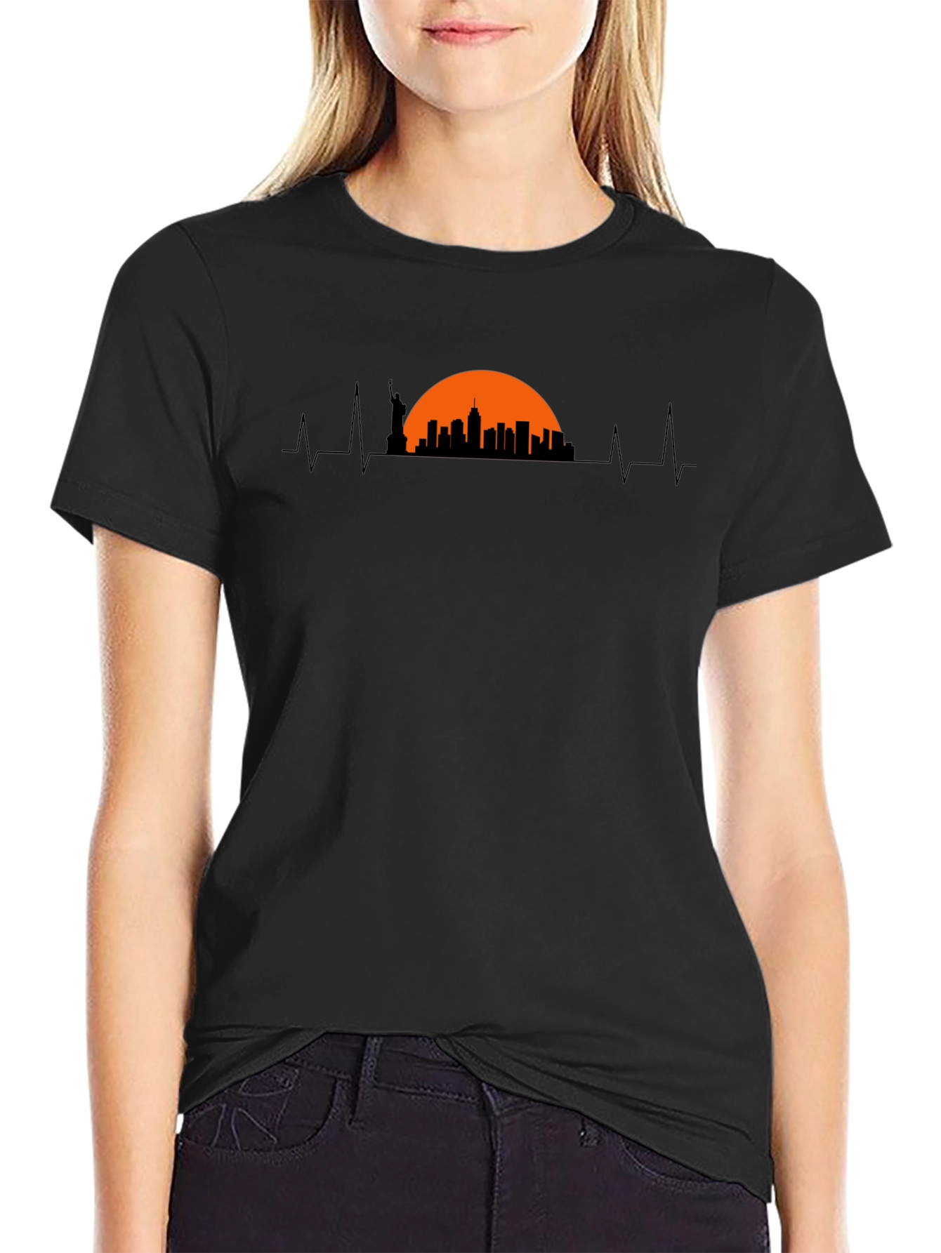 Black NYC Skyline Pulse Graphic Tee view 2