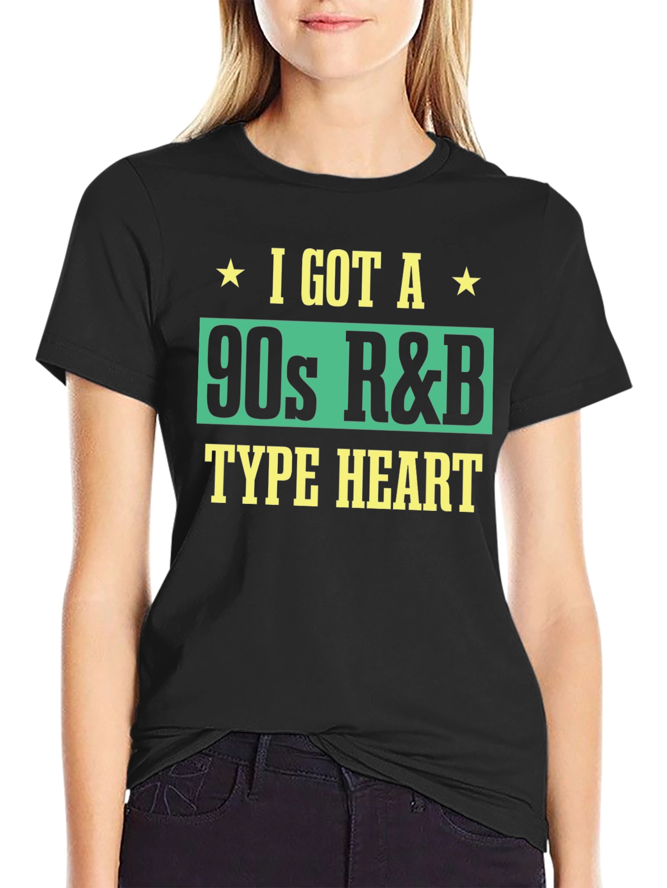 Black 90s R&B Type Heart Graphic Tee view 2