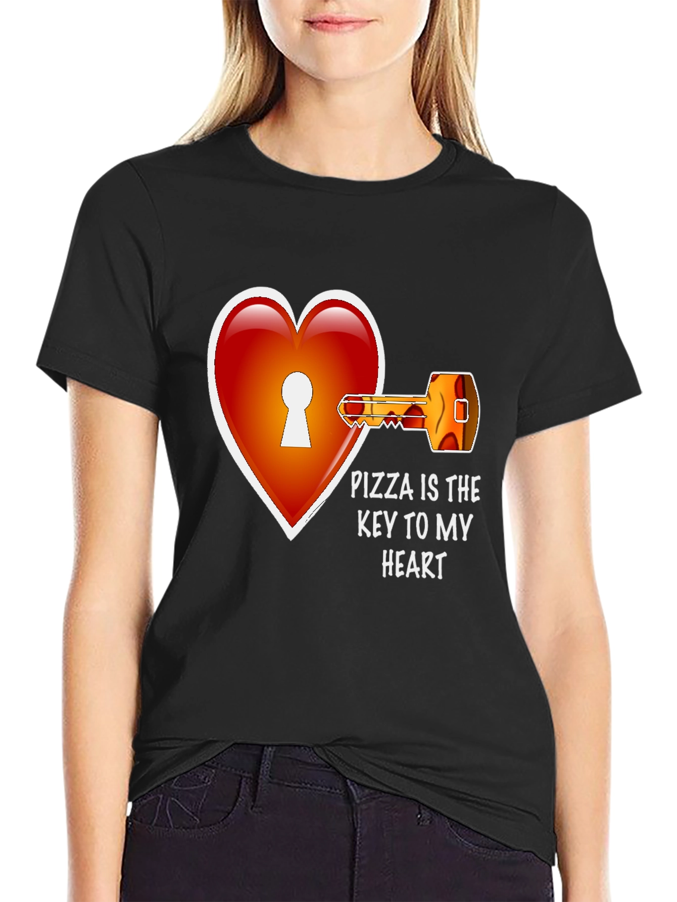 Black Pizza Key to My Heart Graphic Tee view 2