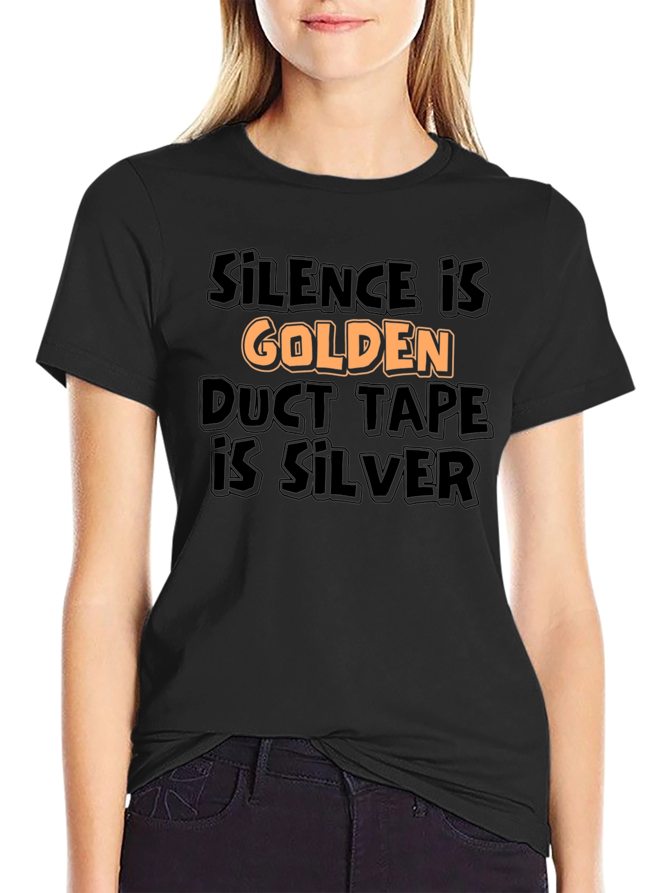 Black Silence is Golden Tee - Funny Sarcastic T-Shirt view 2