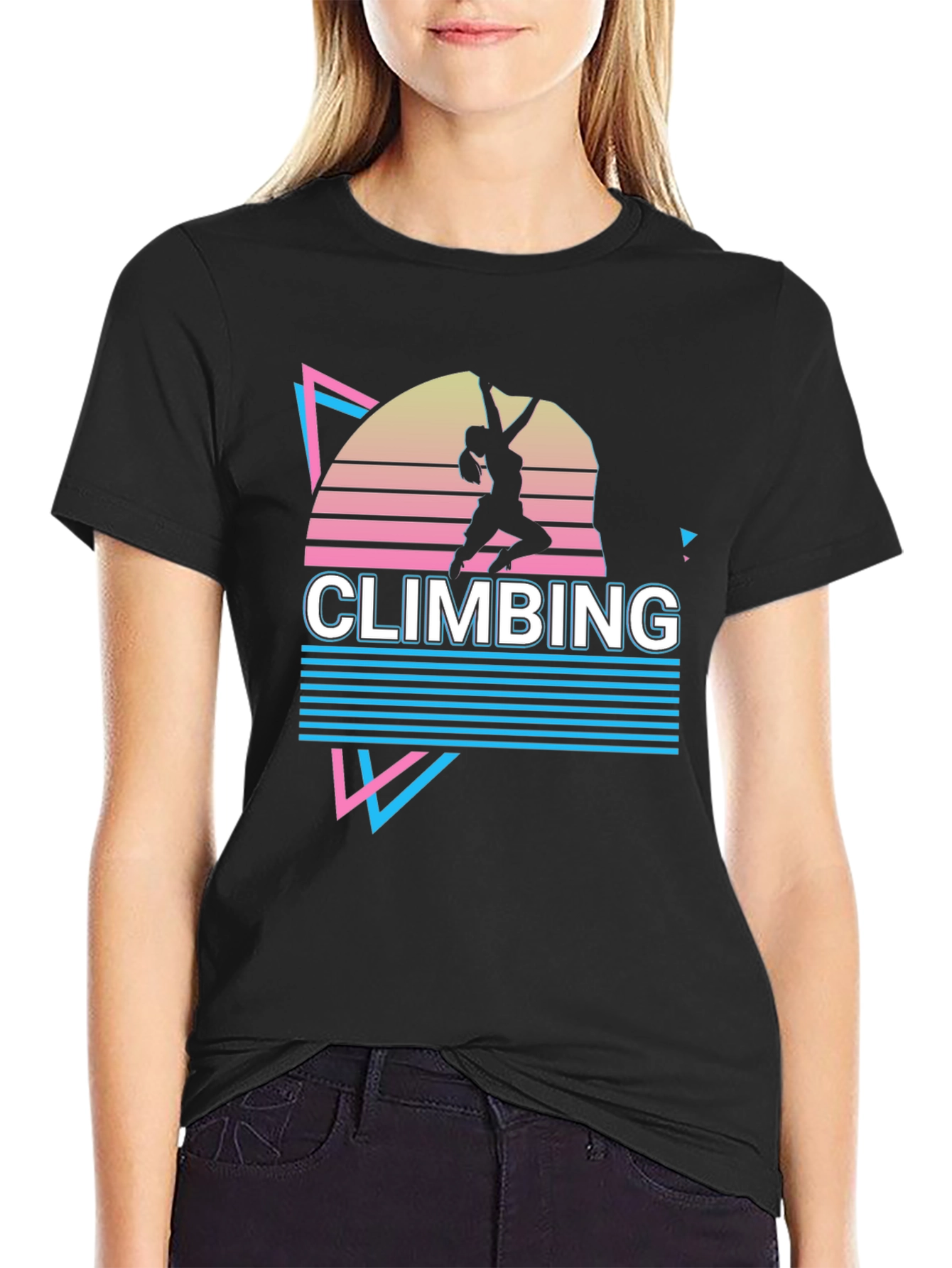 Black Retro Climbing T-Shirt - Black view 2