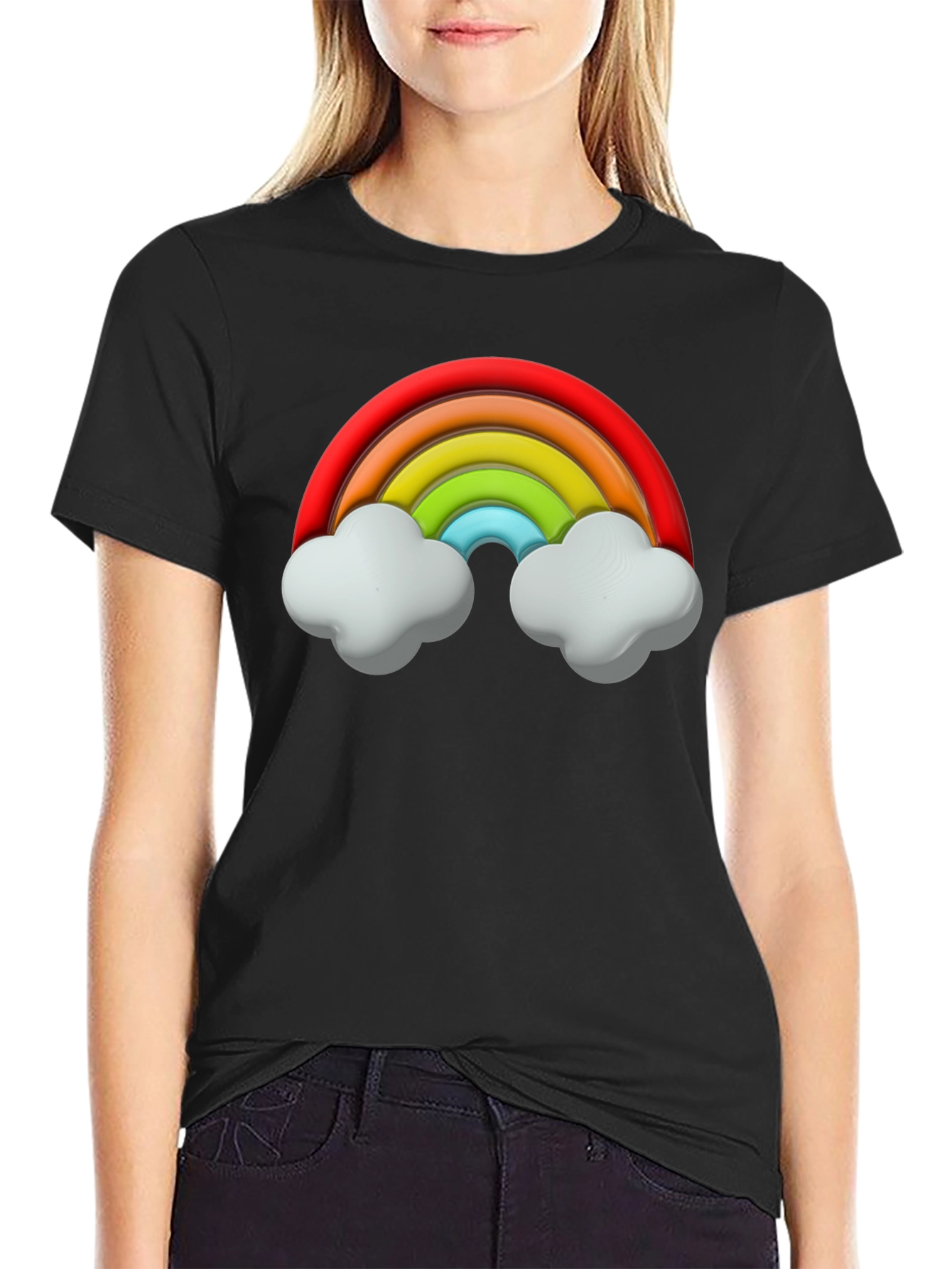 Black Rainbow Graphic T-Shirt - Fun & Unique Design view 2