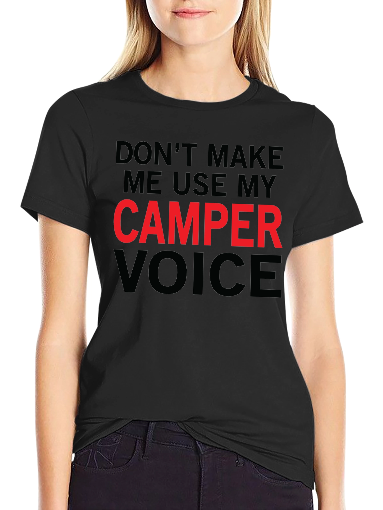Black Camper Voice T-Shirt - Funny Camping Tee view 2