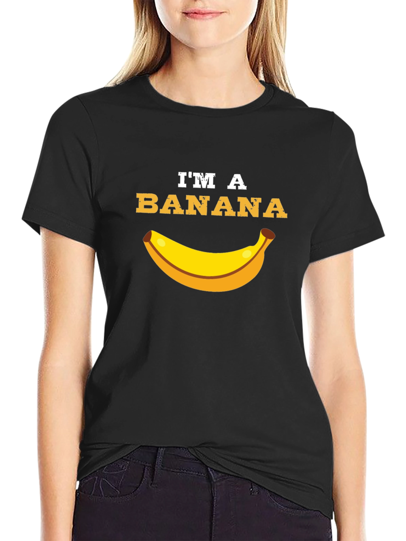Black I'm a Banana Funny Graphic T-Shirt view 2