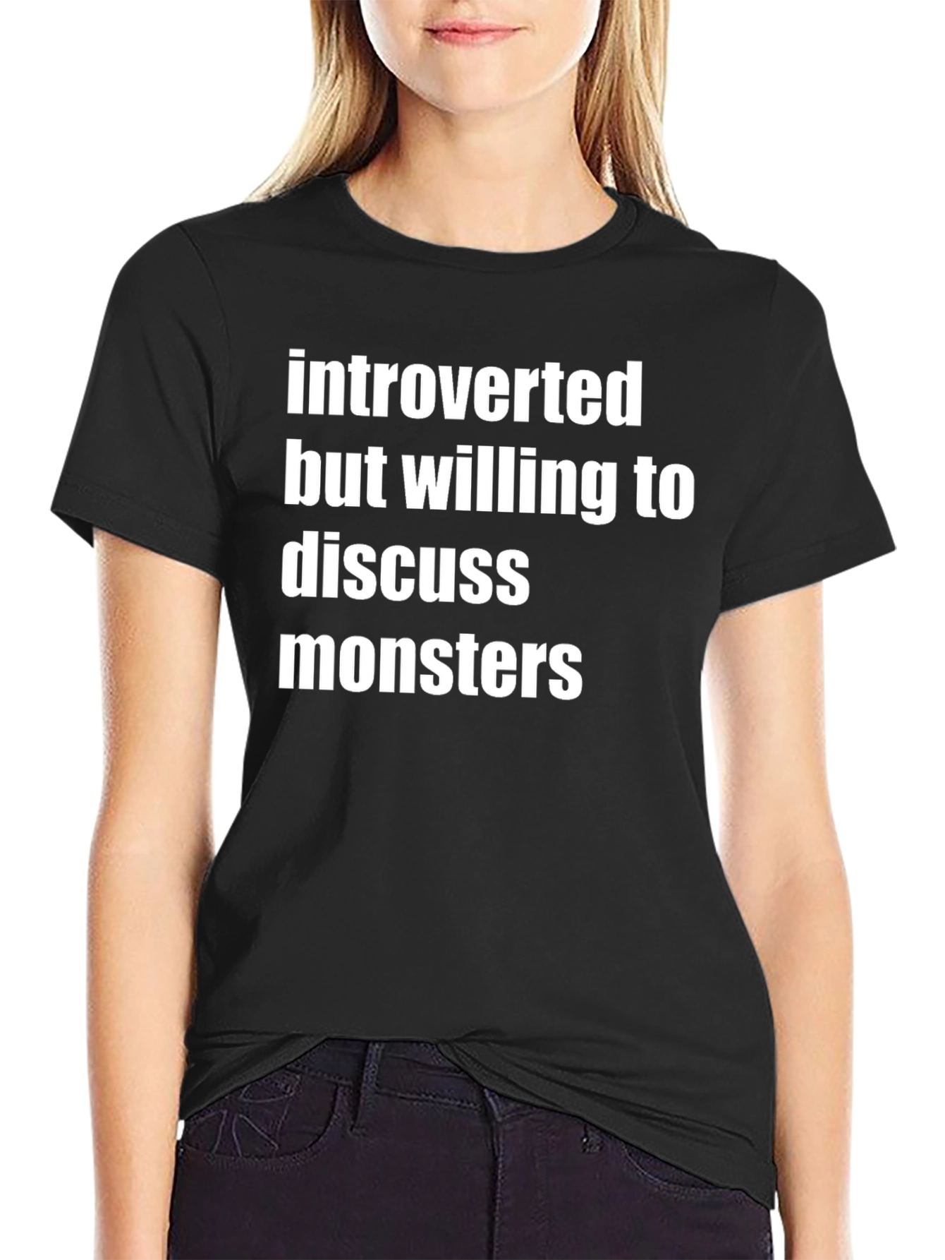 Black Introverted Monster Discussion T-Shirt view 2