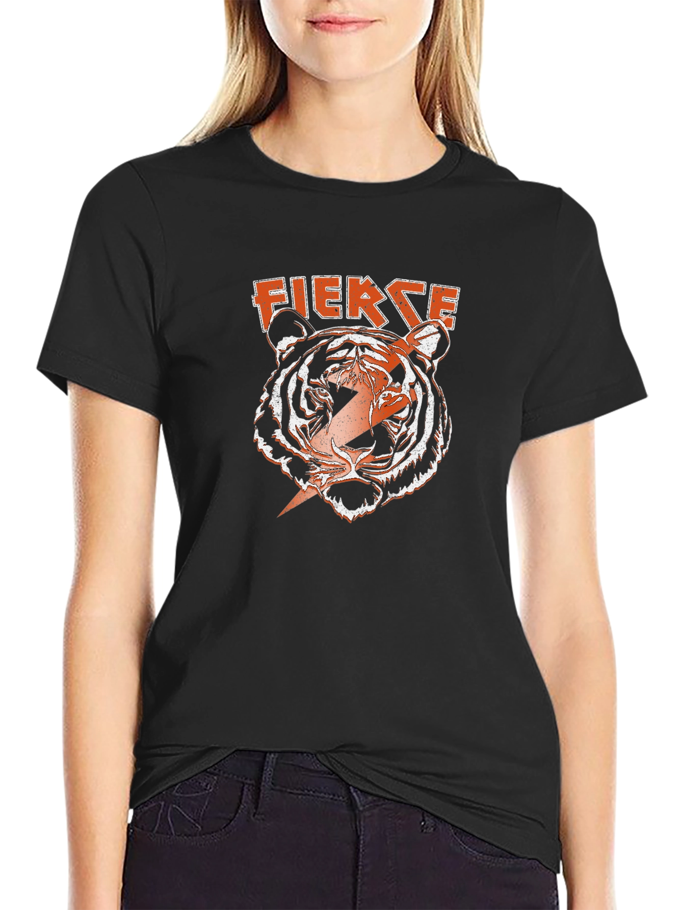 Black Fierce Tiger Graphic Tee - Bold Lightning Design view 2