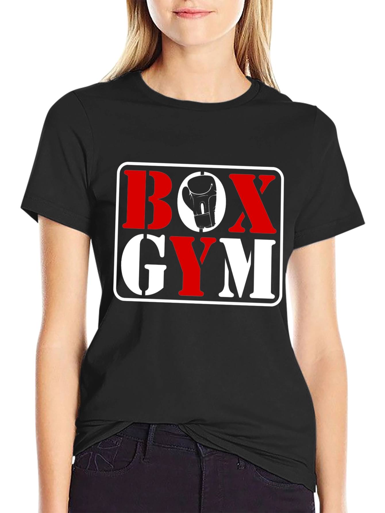 Black Boxing Gym Graphic T-Shirt | Comfortable Crew Neck Tee view 2