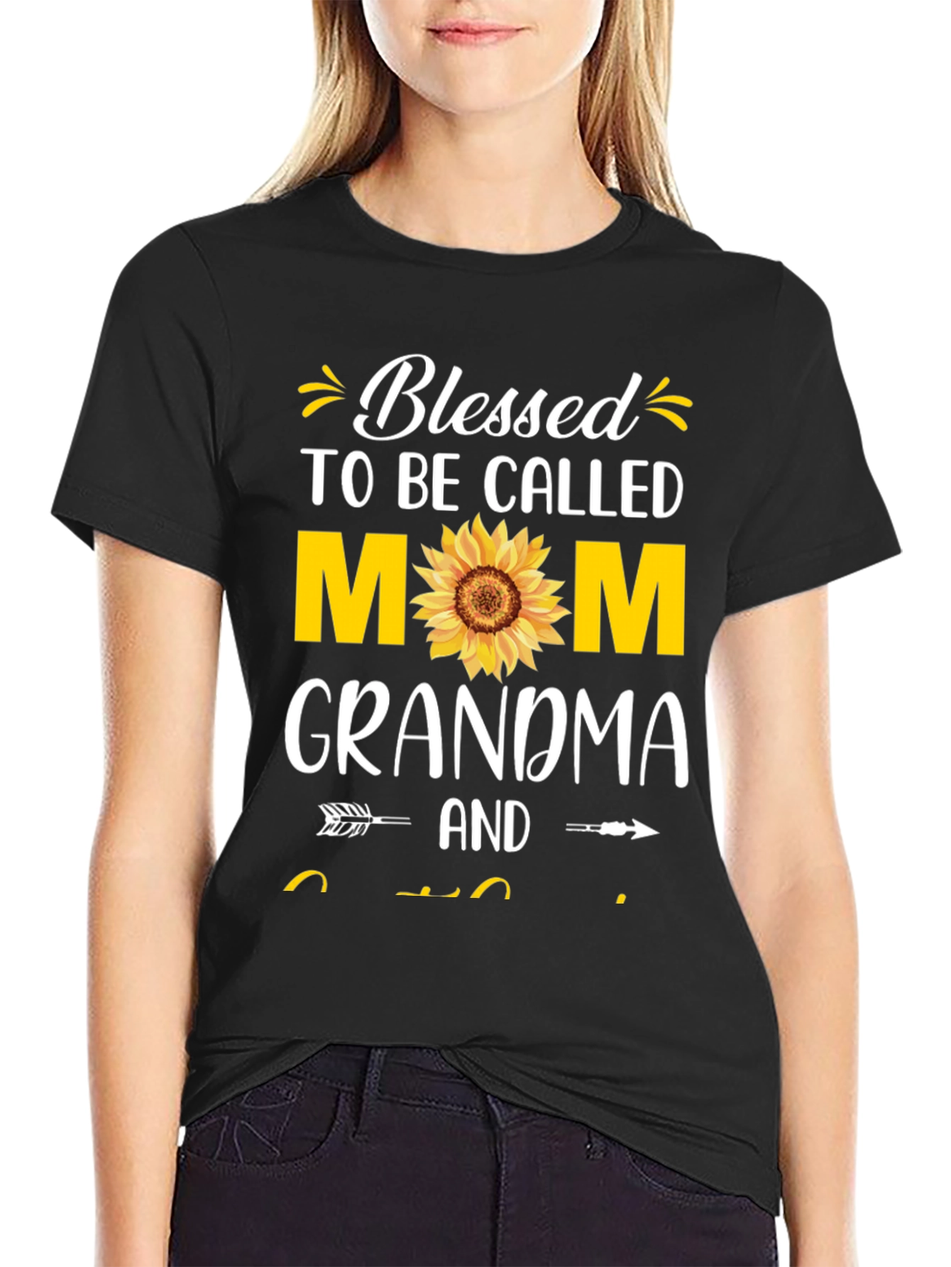 Black Blessed Mom Grandma T-Shirt view 2