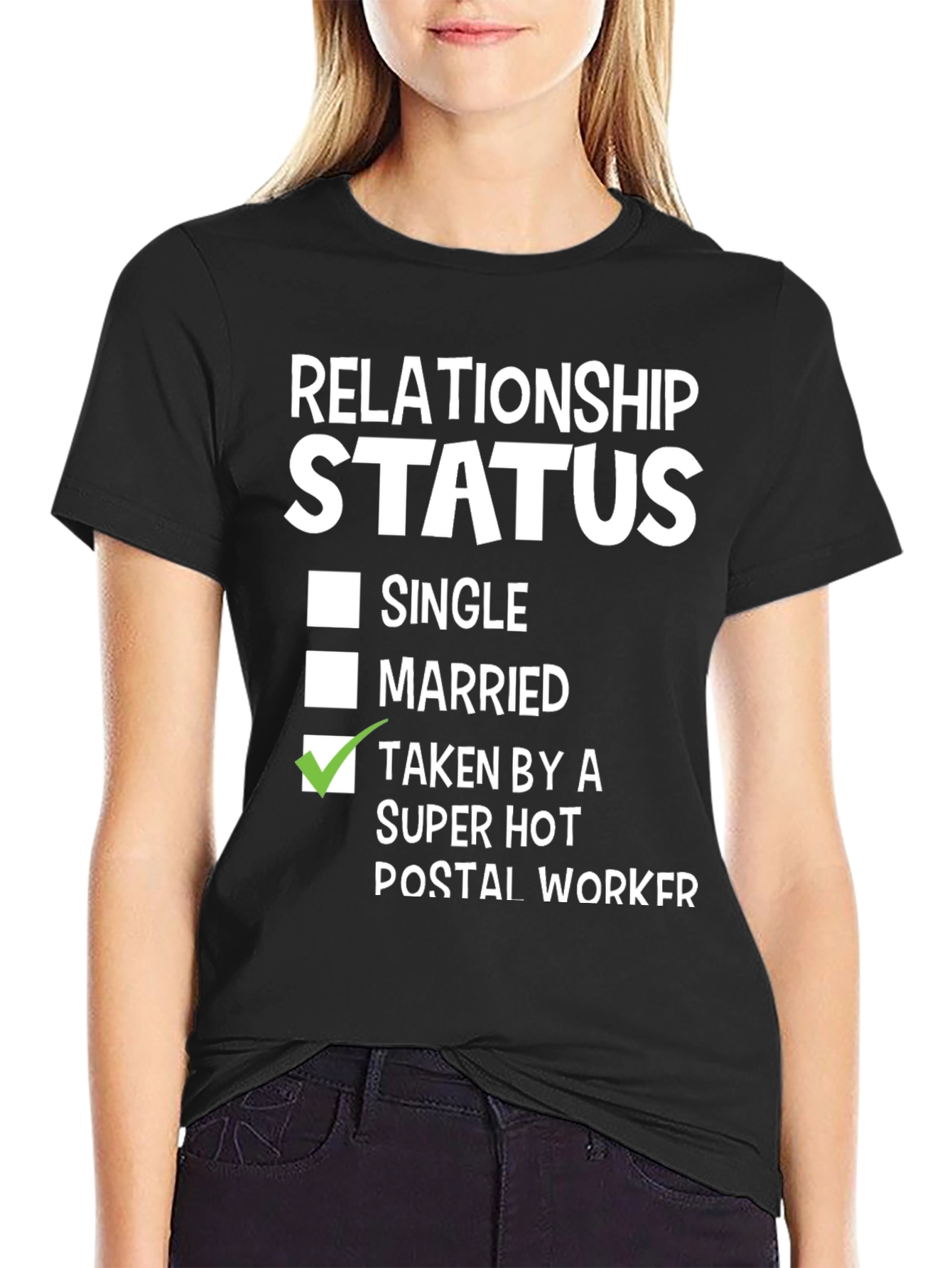 Black Relationship Status Postal Worker T-Shirt view 2