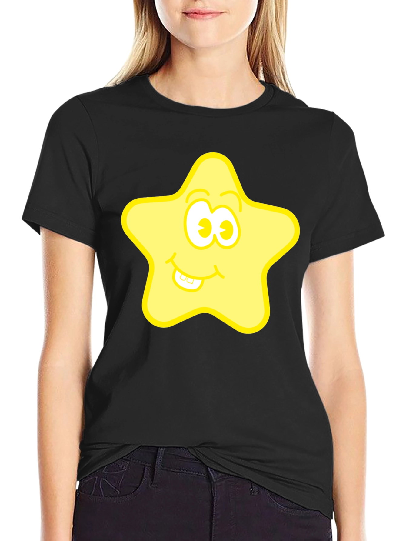 Black Funny Star Graphic Tee - Black view 2