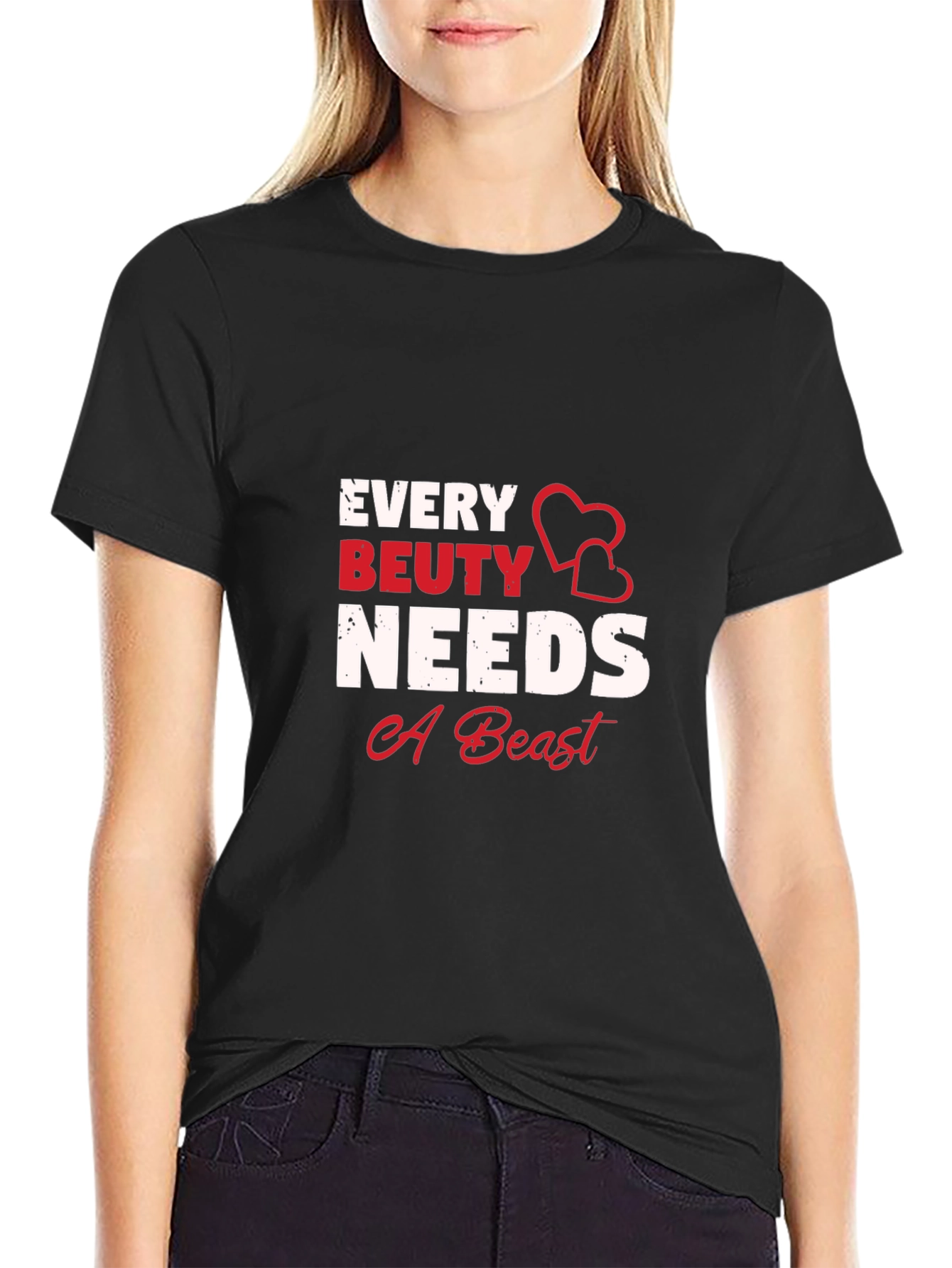 Black Every Beauty Needs a Beast Graphic T-Shirt view 2